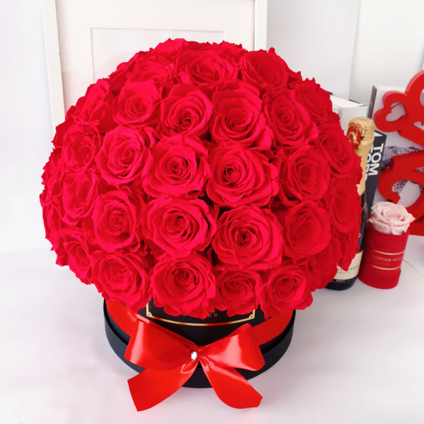 Comprar Caja Grande de Rosas Eternas para San Valentín - The Prestige Roses  - Floristeria Lujo de Caja de Rosas Madrid