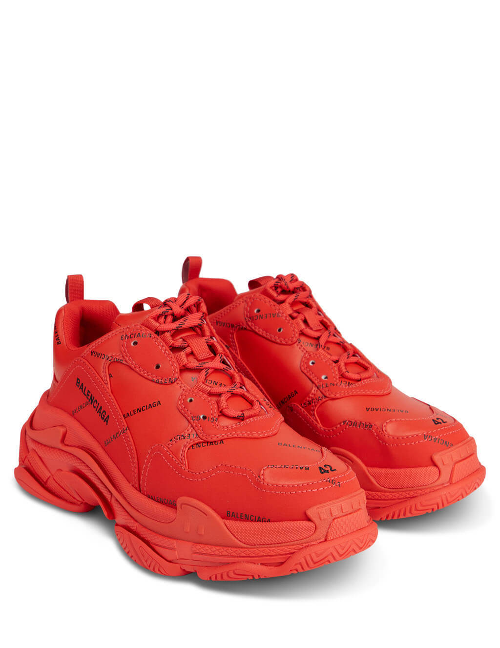 Balenciaga Men's Red Triple S Sneakers 