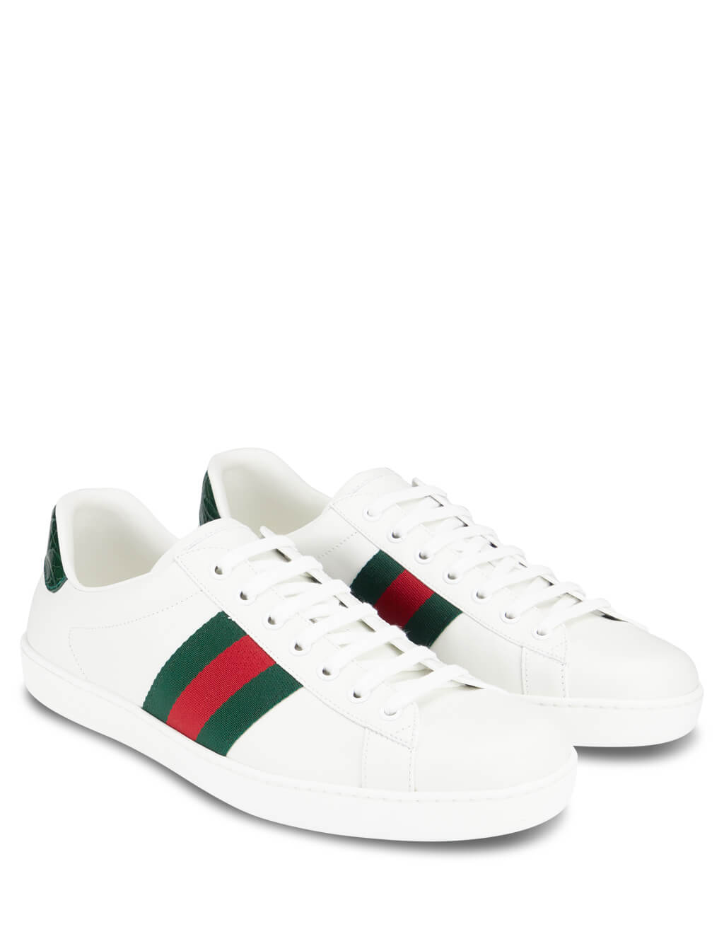 Gucci Men's White Ace Leather Sneakers 