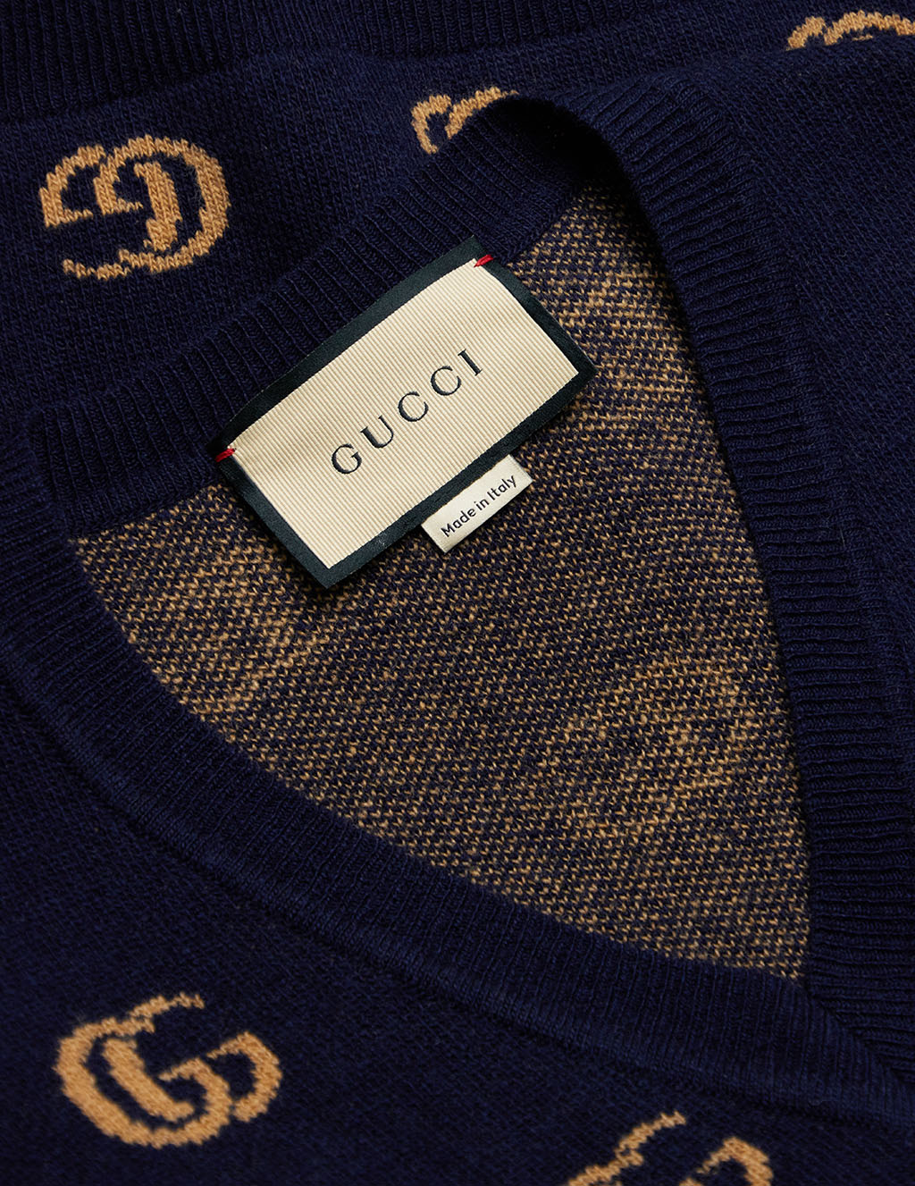 Gucci Men S Blue Double G Jacquard V Neck Jumper Giuliofashion Com Giulio Fashion