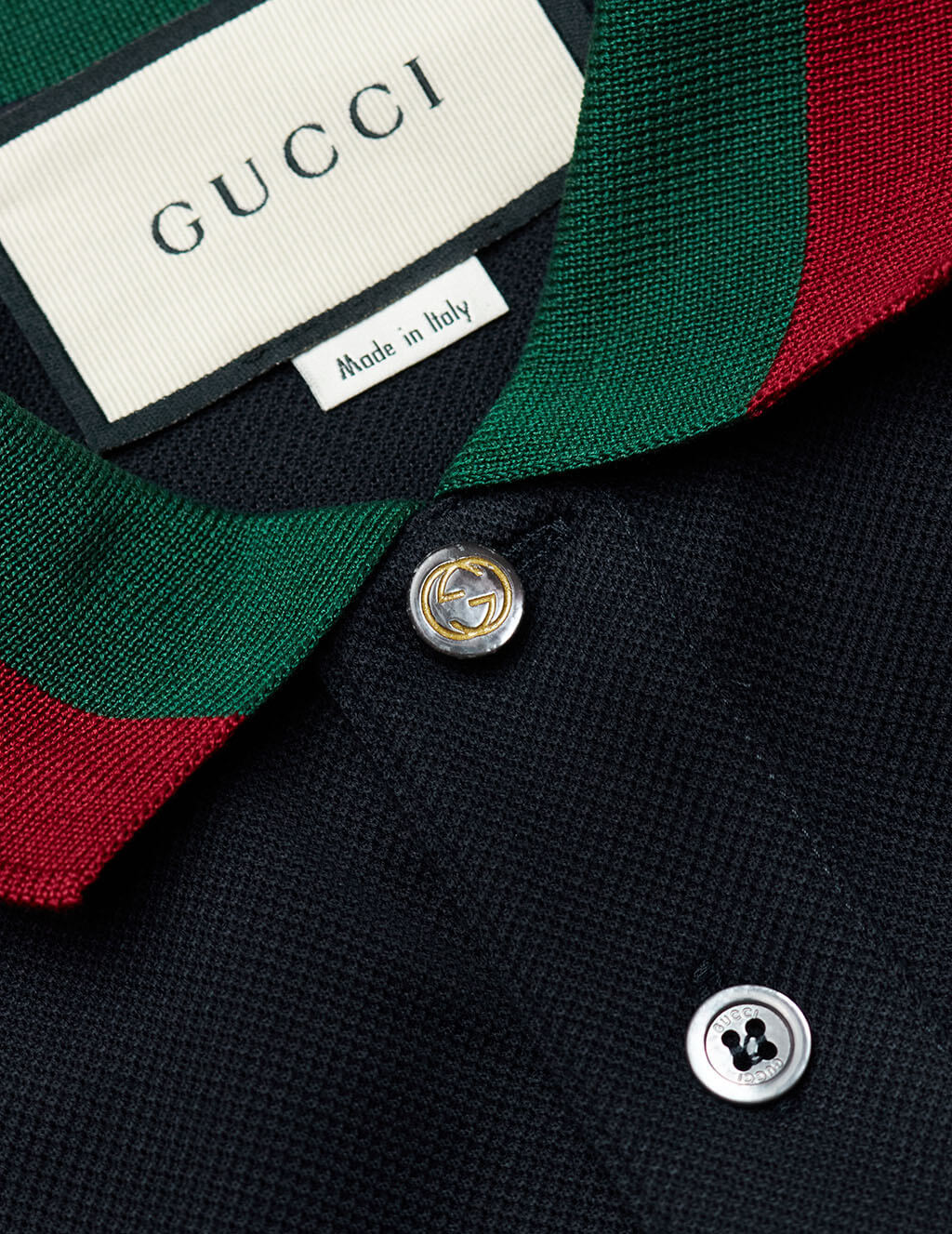 gucci cotton polo with web collar