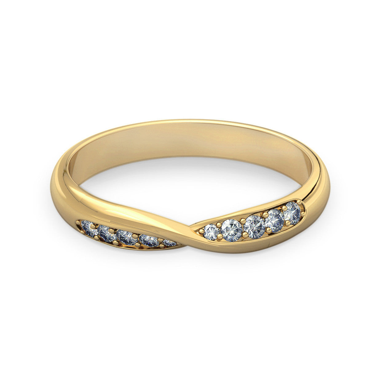 Twist Shaped Gold Wedding Ring with Grain Set Diamonds - Hathaway ...