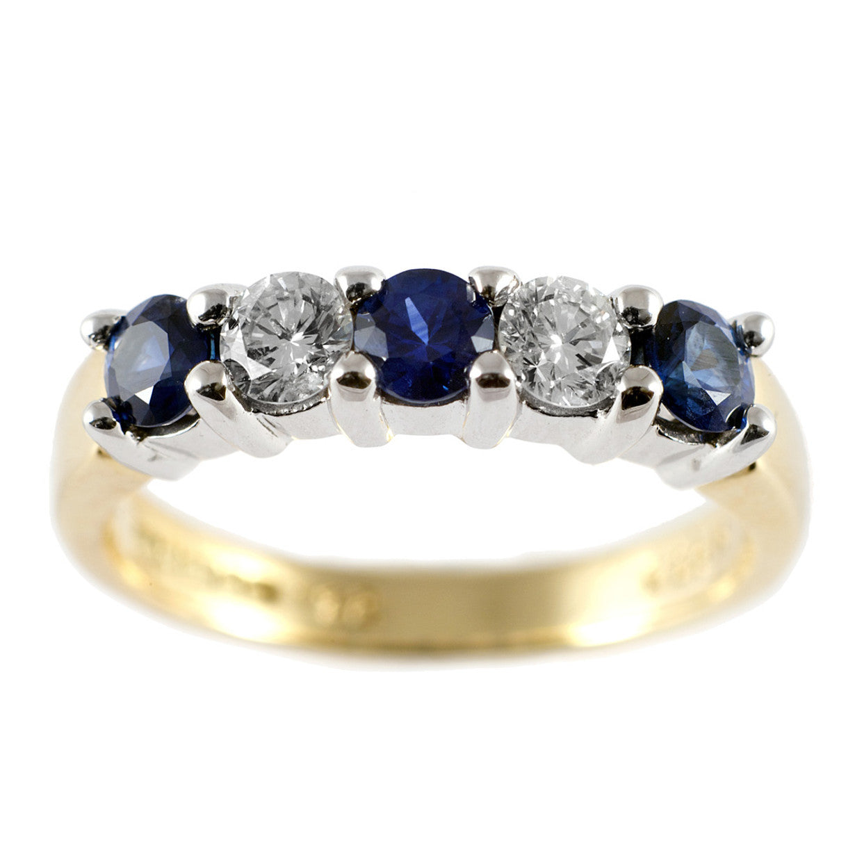 Claw Set Sapphire & Diamond Half Eternity - Hathaway Styles Ltd