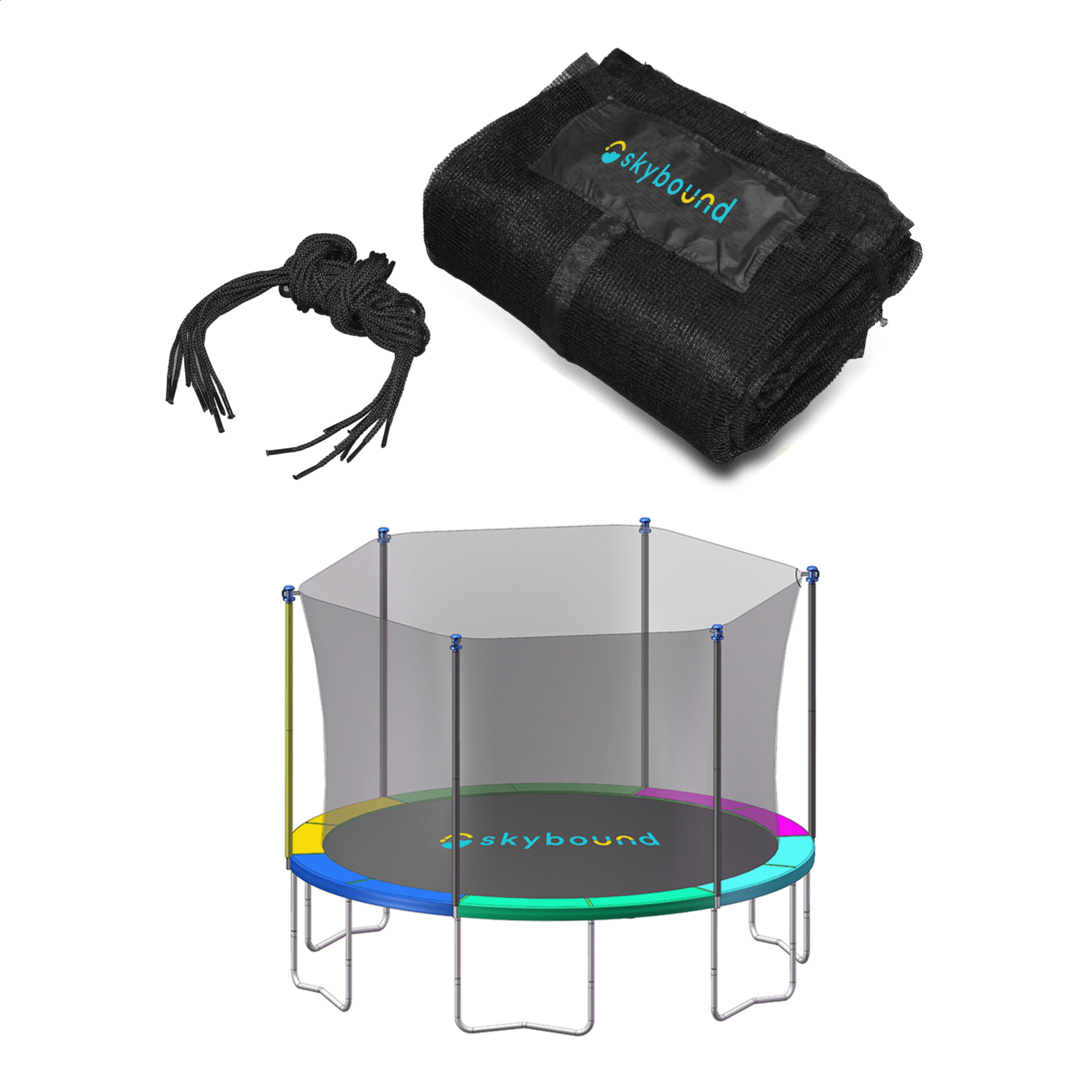 SkyBound Enclosure Net for 15ft Trampolines - Fits 6 Straight