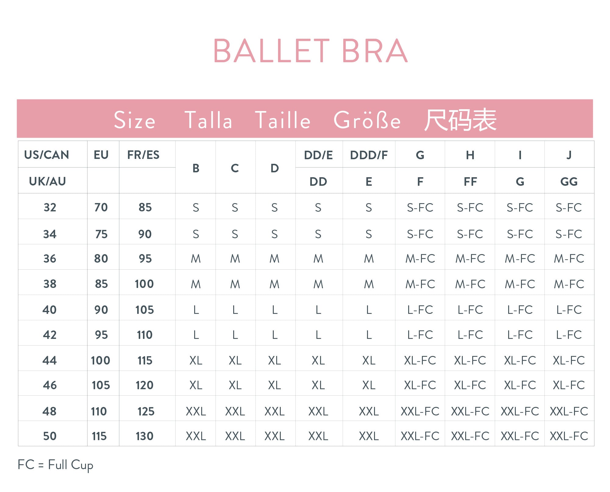 Size Chart  Ballet Nursing Bra – Bravado Designs UK