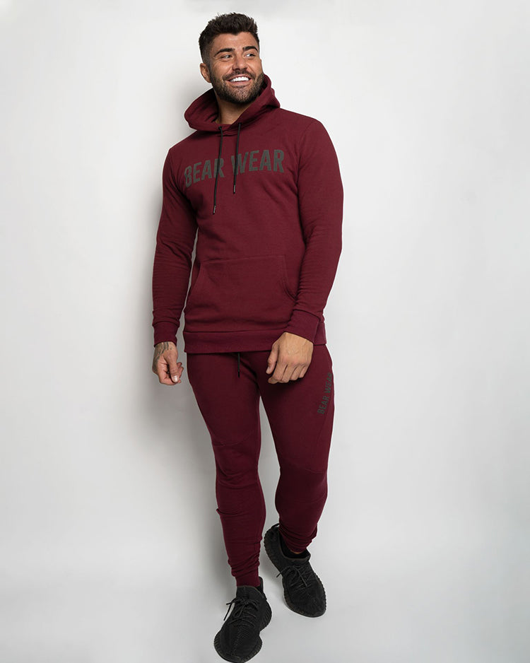 Maroon Tracksuit Hoodie, Designer Hoodie, Sportswear, Gym Wear. – Bear ...