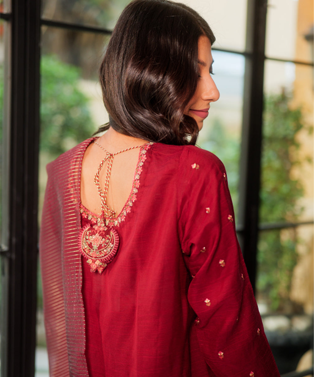 Embellished maroon sharara outfit