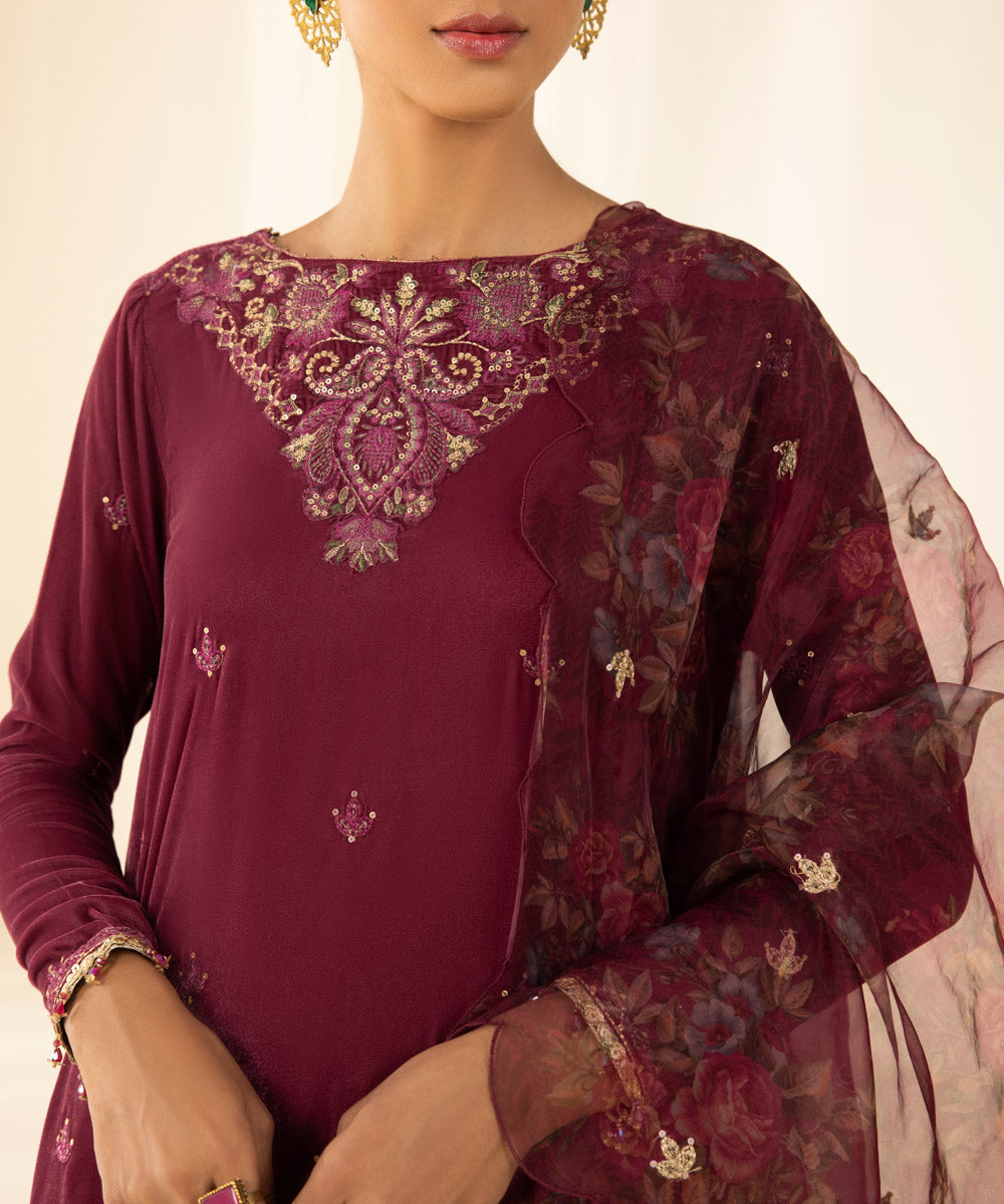 Mulberry embroidered velvet dress design