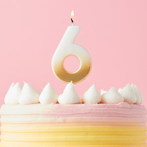 Gold Ombre Number 6 Candle