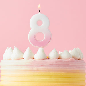 Pink Ombre Number 8 Candle