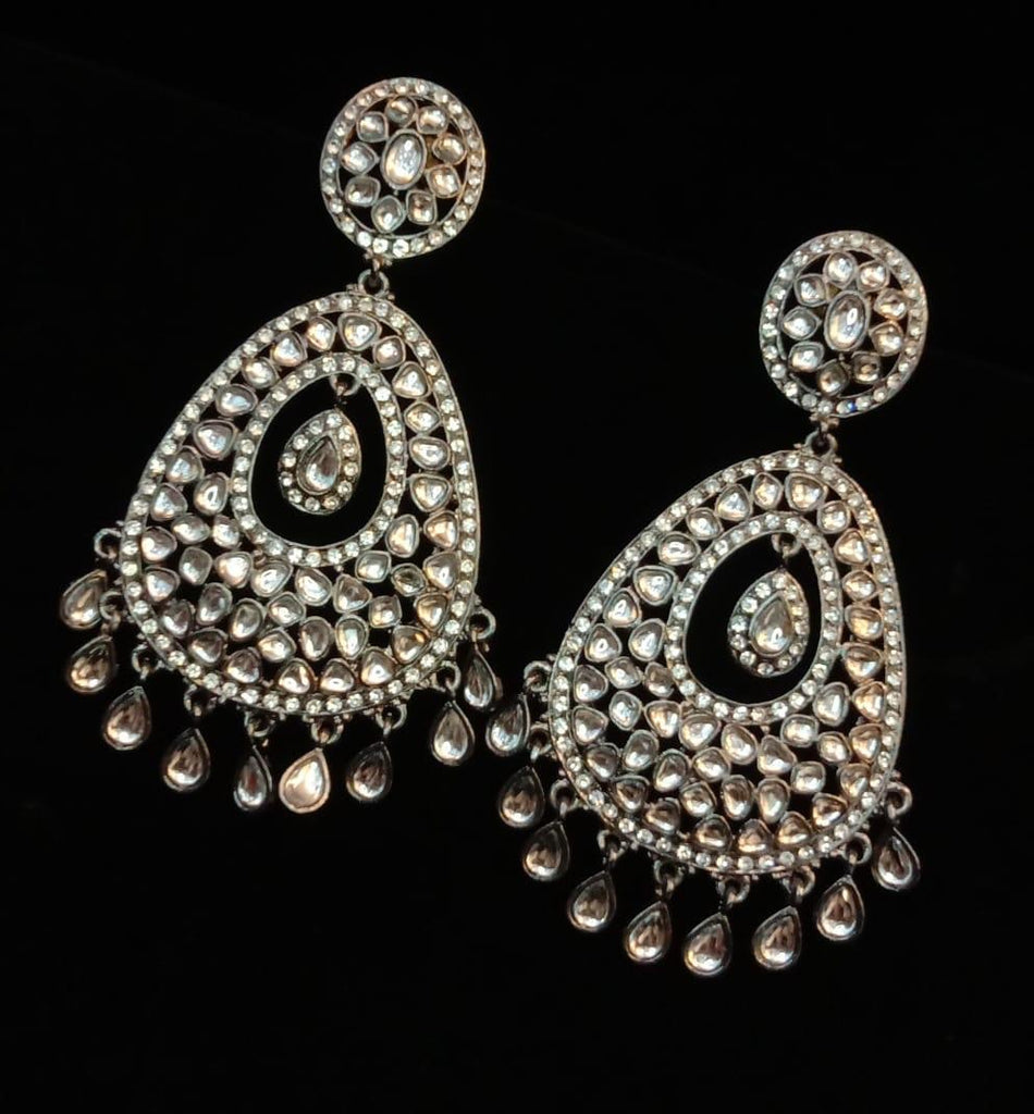 Diamond look alike earrings (2 finishes) – House of Jhumkas