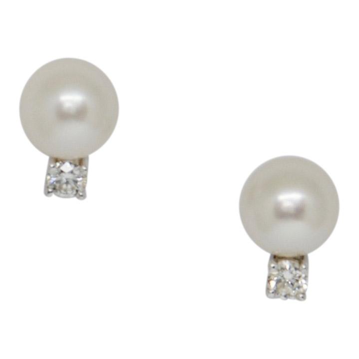 Tiffany Co Signature Pearl Diamond Stud Earrings Oliver