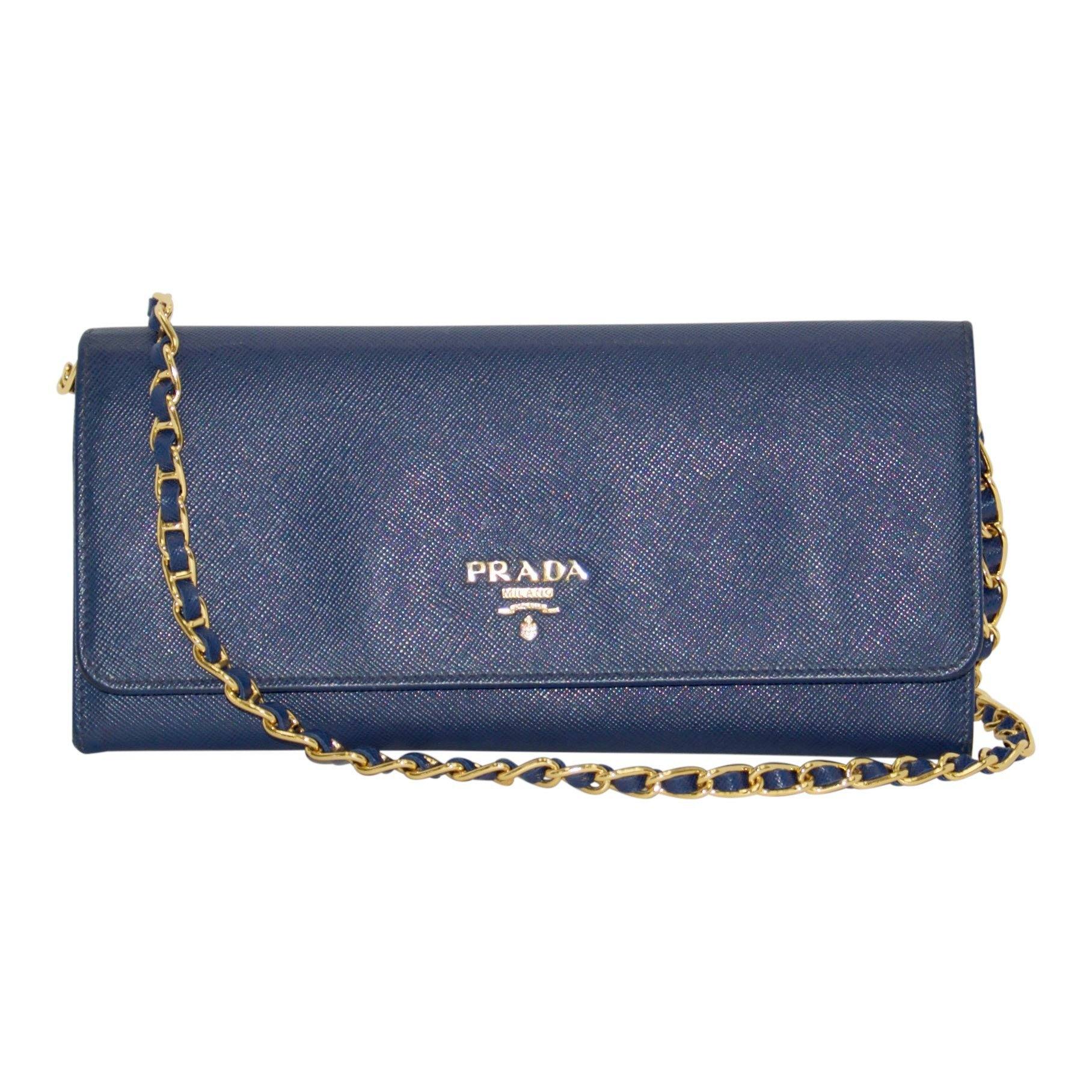 Prada Blue Saffiano Wallet on Chain– Oliver Jewellery