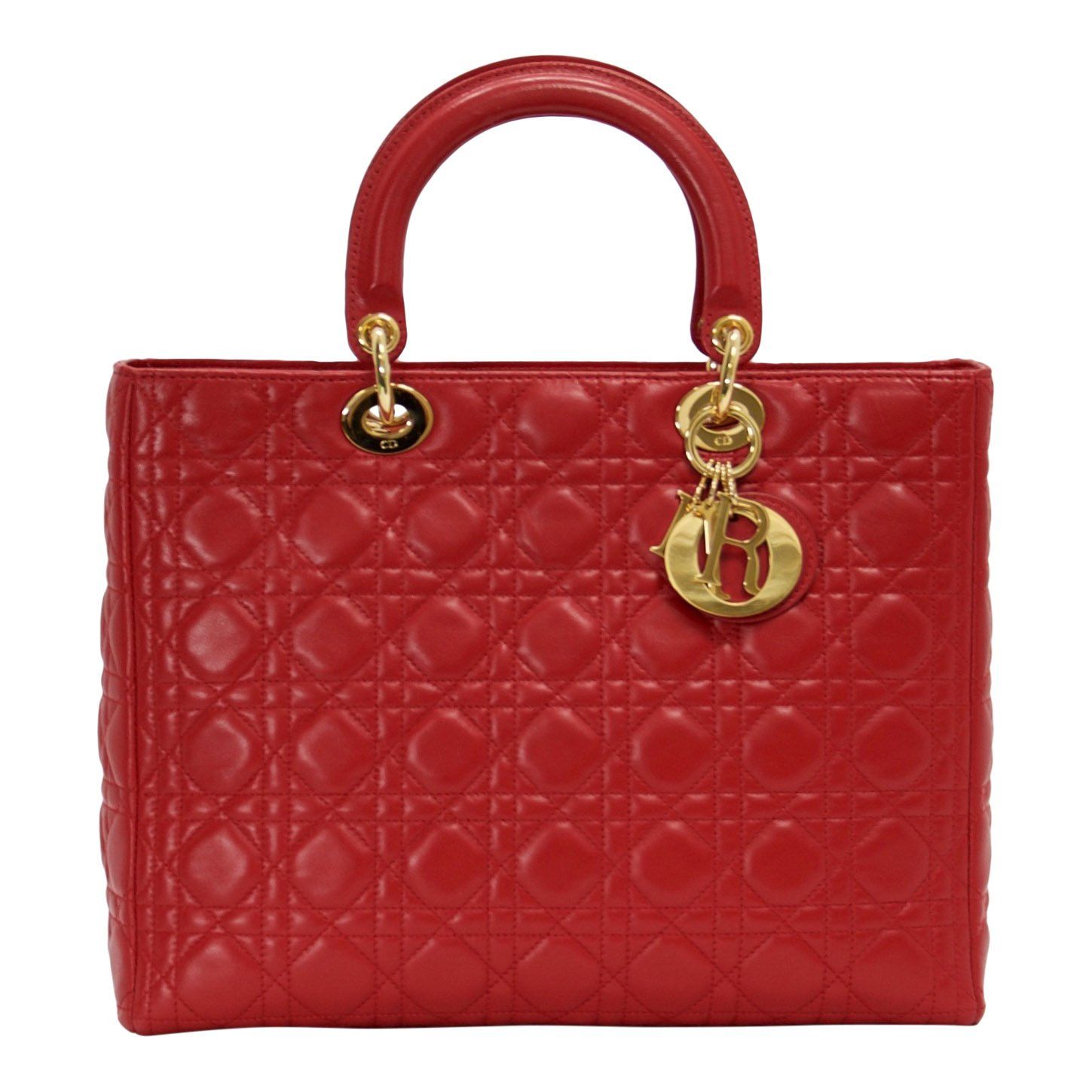 Christian Dior Large Red Leather Lady Dior Bag– Oliver Jewellery