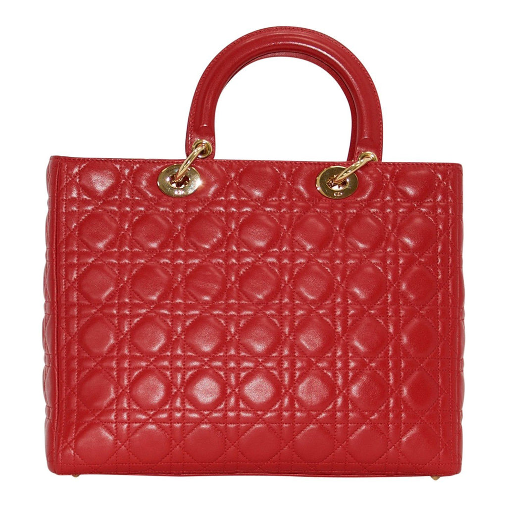 Christian Dior Large Red Leather Lady Dior Bag– Oliver Jewellery