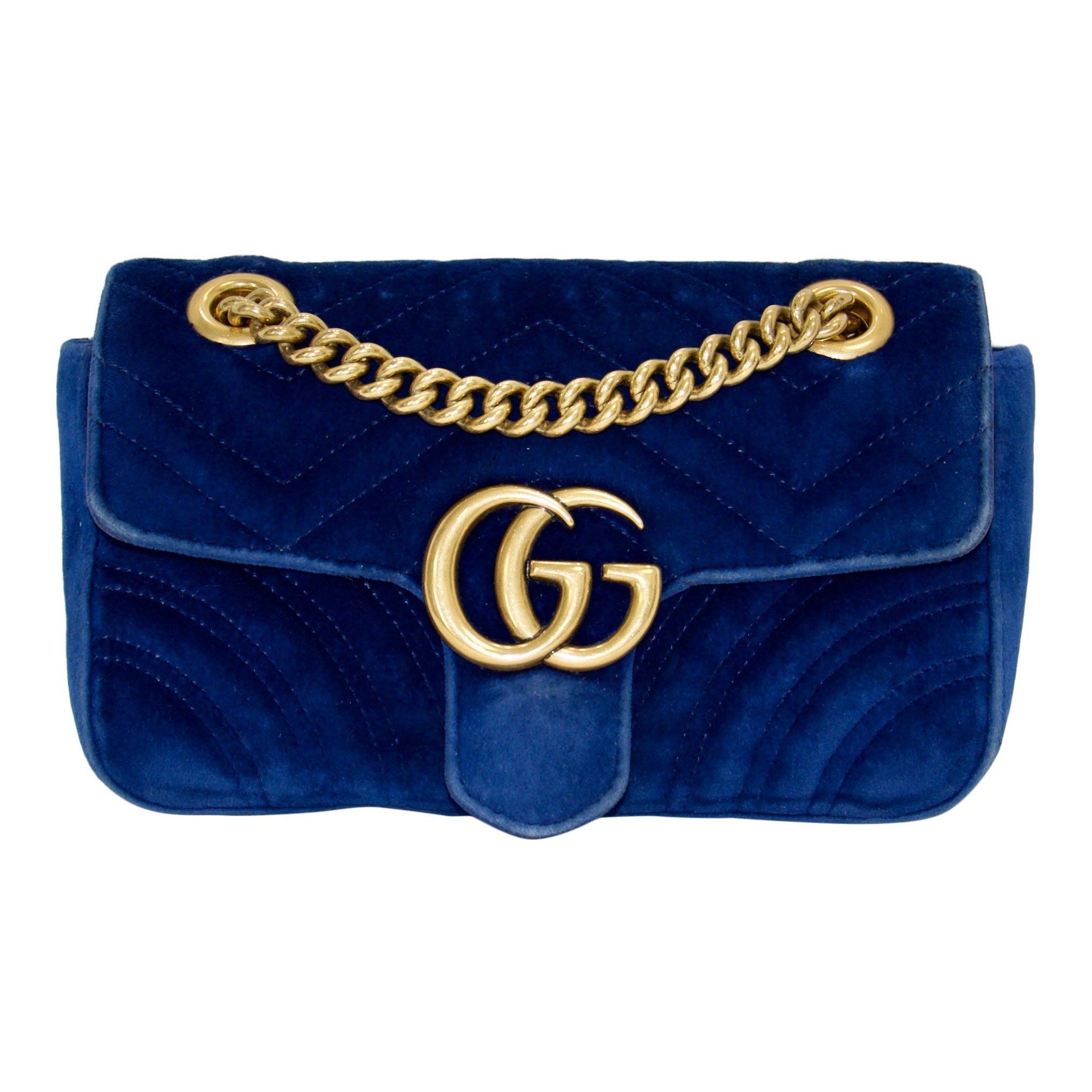 blue velvet gucci handbag