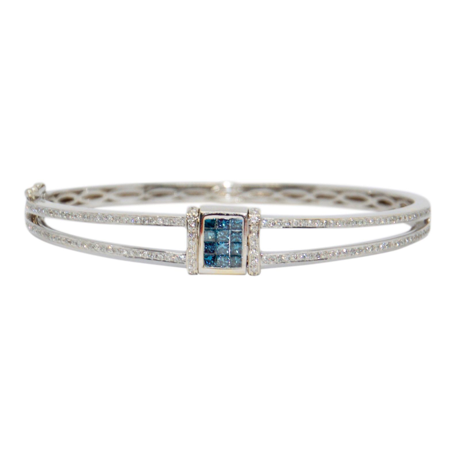 Blue & White Diamond Reversible Flip Top Bangle Bracelet– Oliver Jewellery