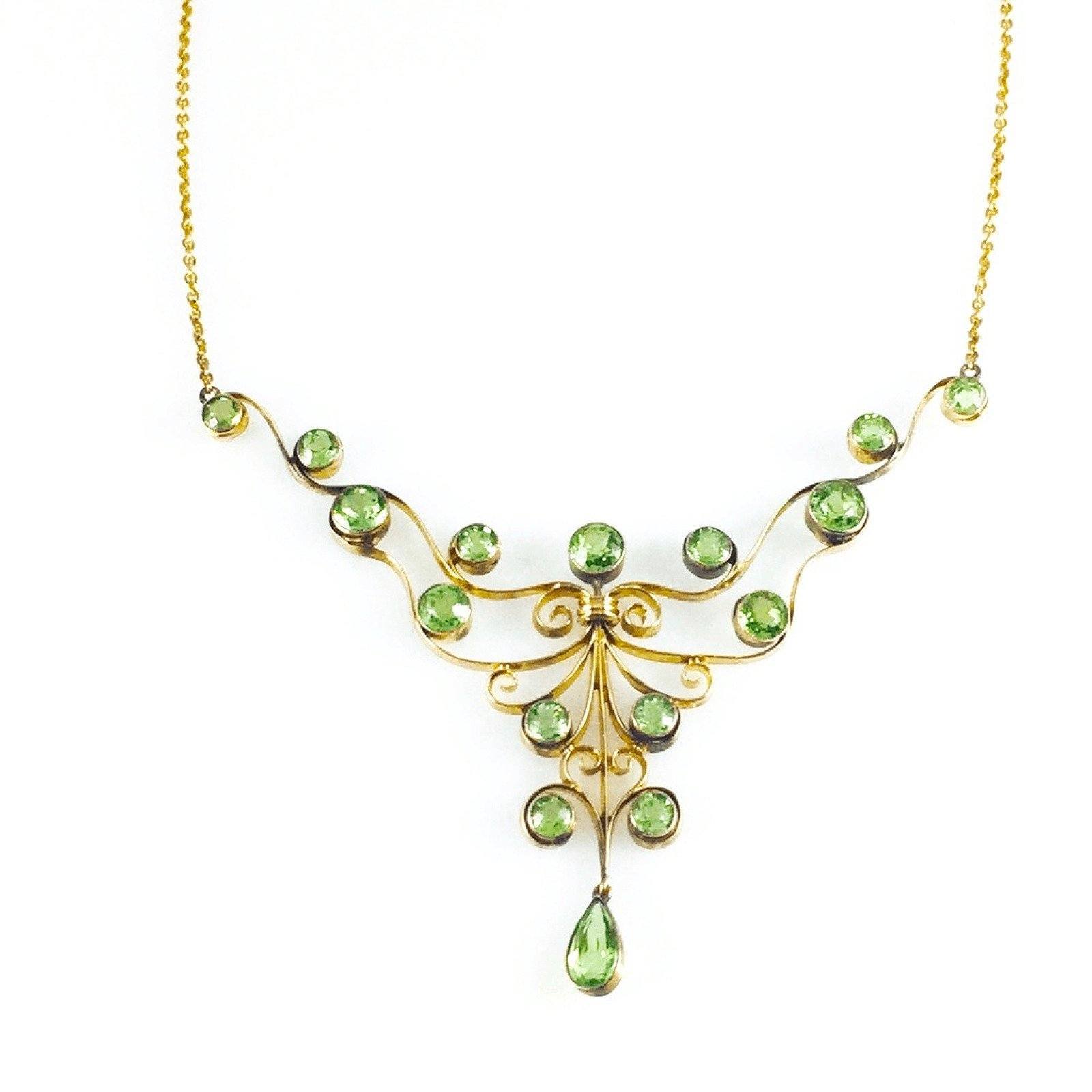 Antique Peridot Pendant Necklace– Oliver Jewellery