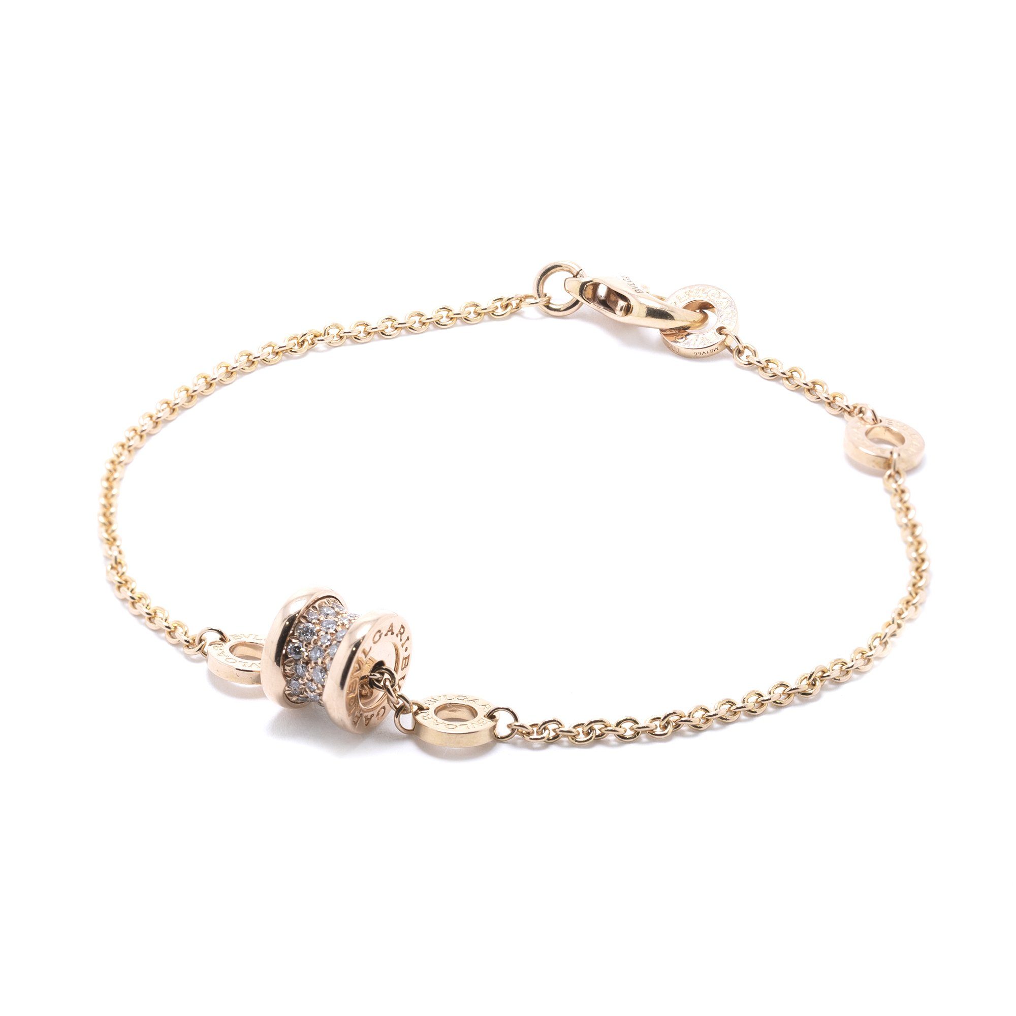 BVLGARI 18k Rose Gold B.Zero1 Pave Diamond Bracelet– Oliver Jewellery