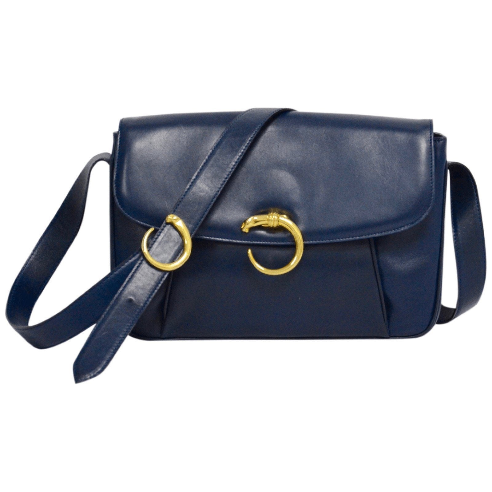 Cartier Blue Vintage Leather Panthere Shoulder Bag– Oliver Jewellery