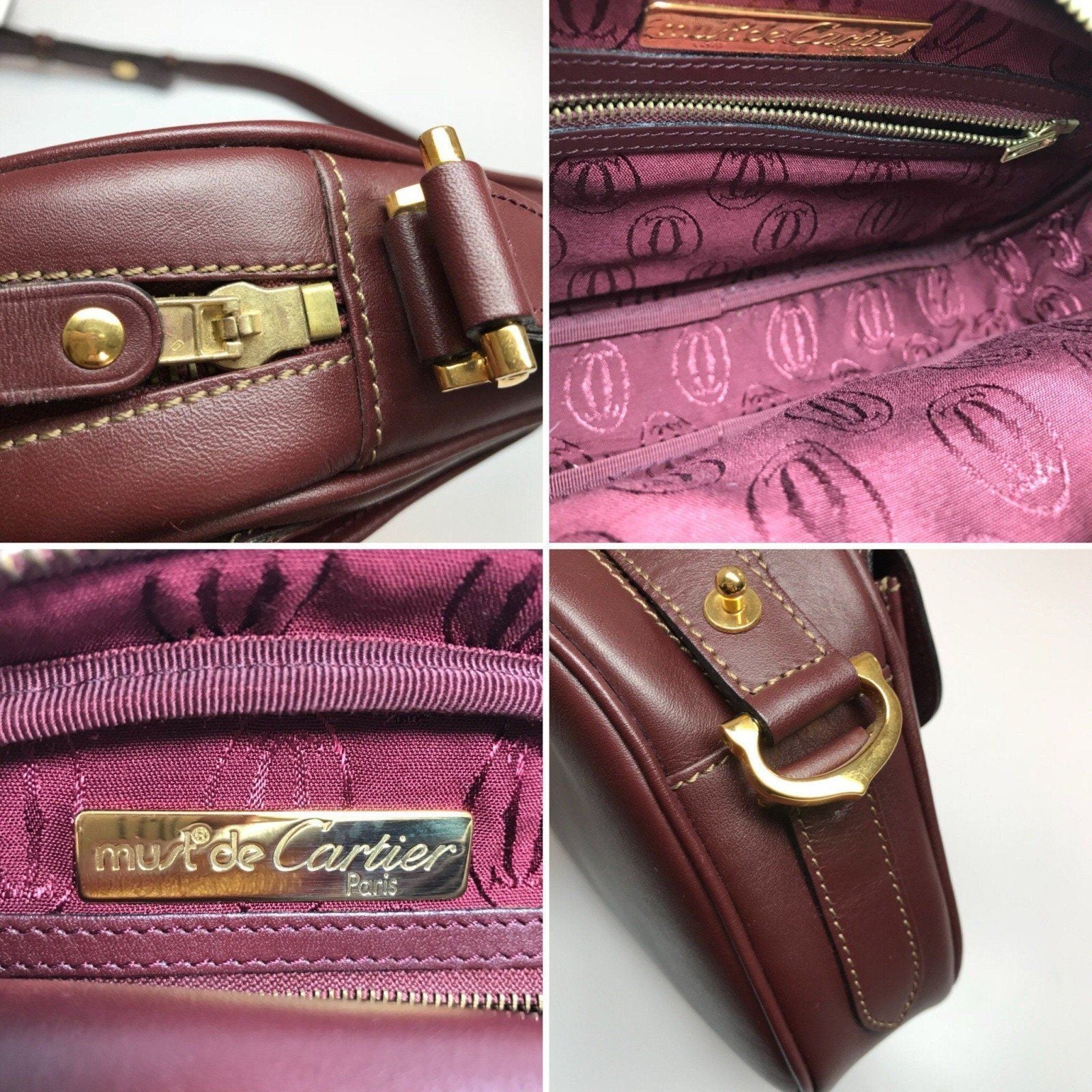 Cartier Burgandy Must De Cartier Pouch Bag– Oliver Jewellery