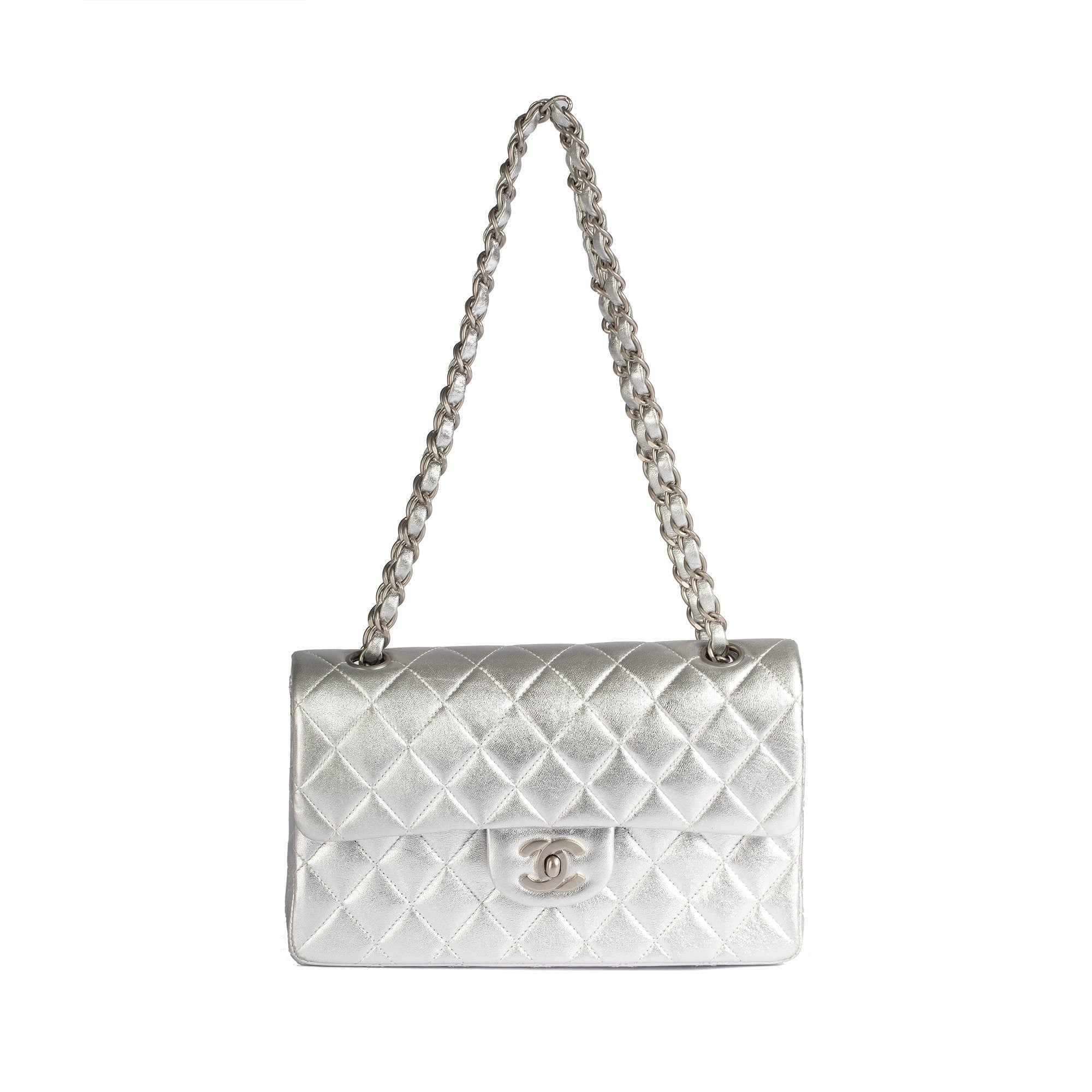 Chanel Metallic Silver Classic Double Flap Bag– Oliver Jewellery