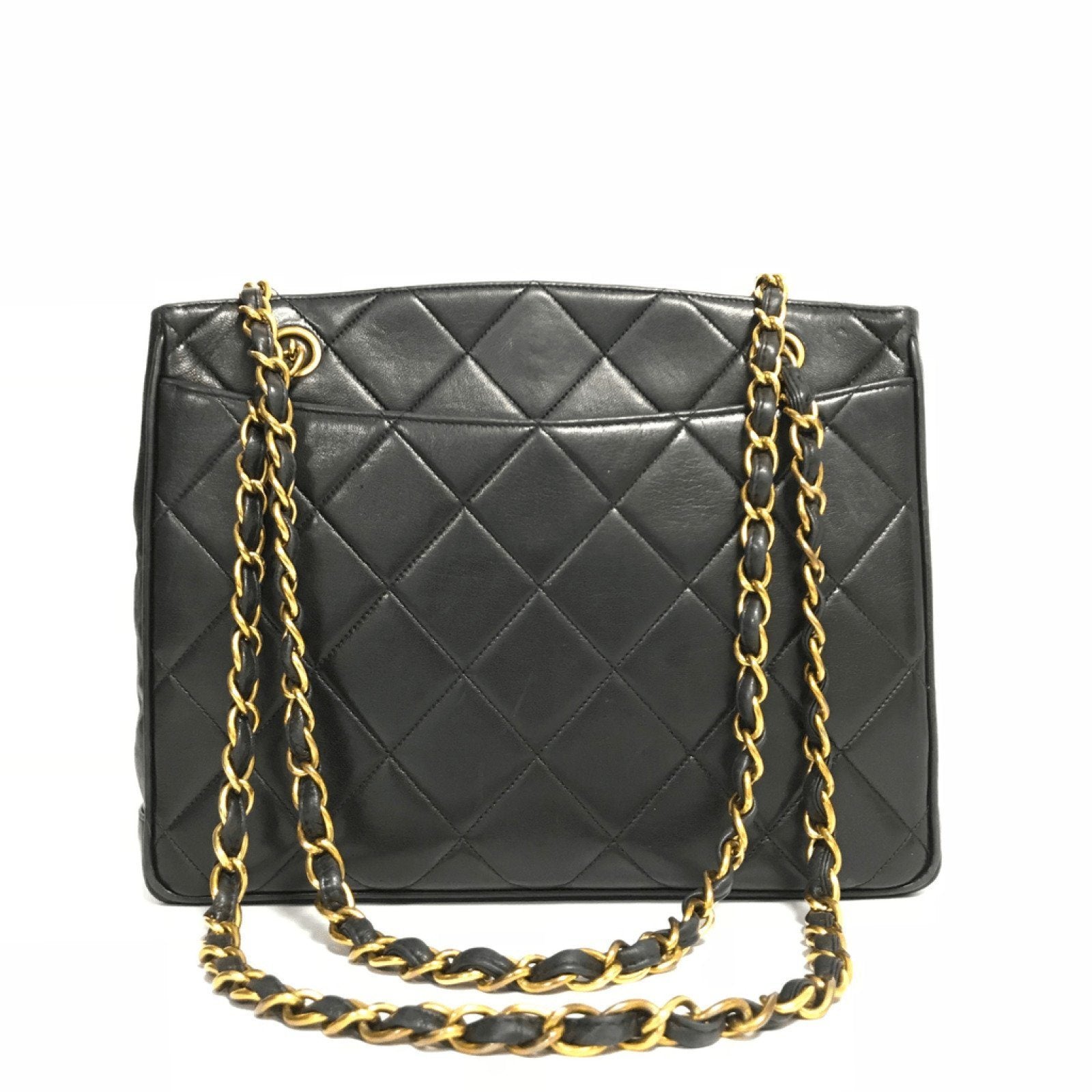 Chanel Vintage Black Quilted Lambskin Leather Tote Shoulder Bag– Oliver ...