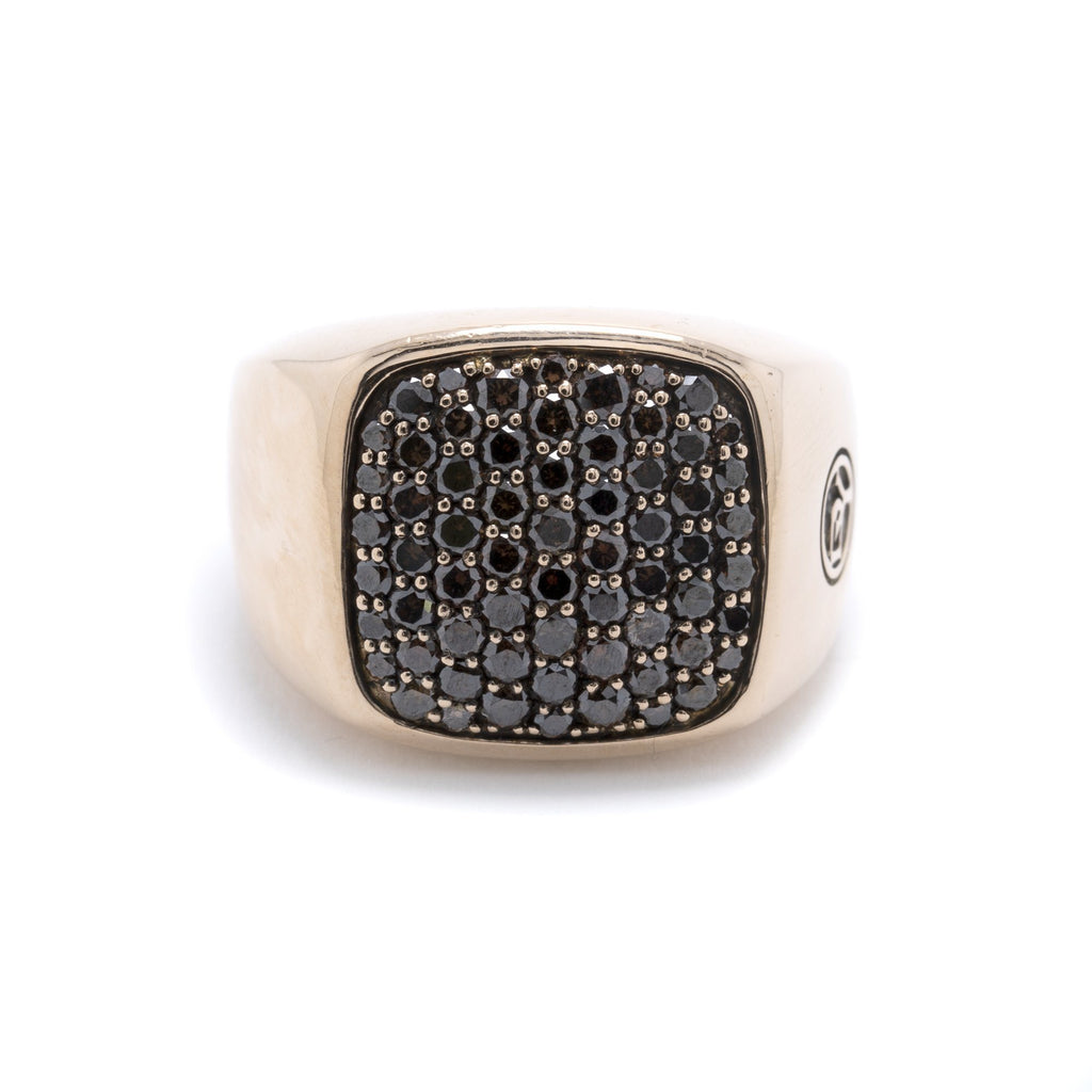 David Yurman 18k Rose Gold Pave Cognac Diamond Signet Ring– Oliver ...