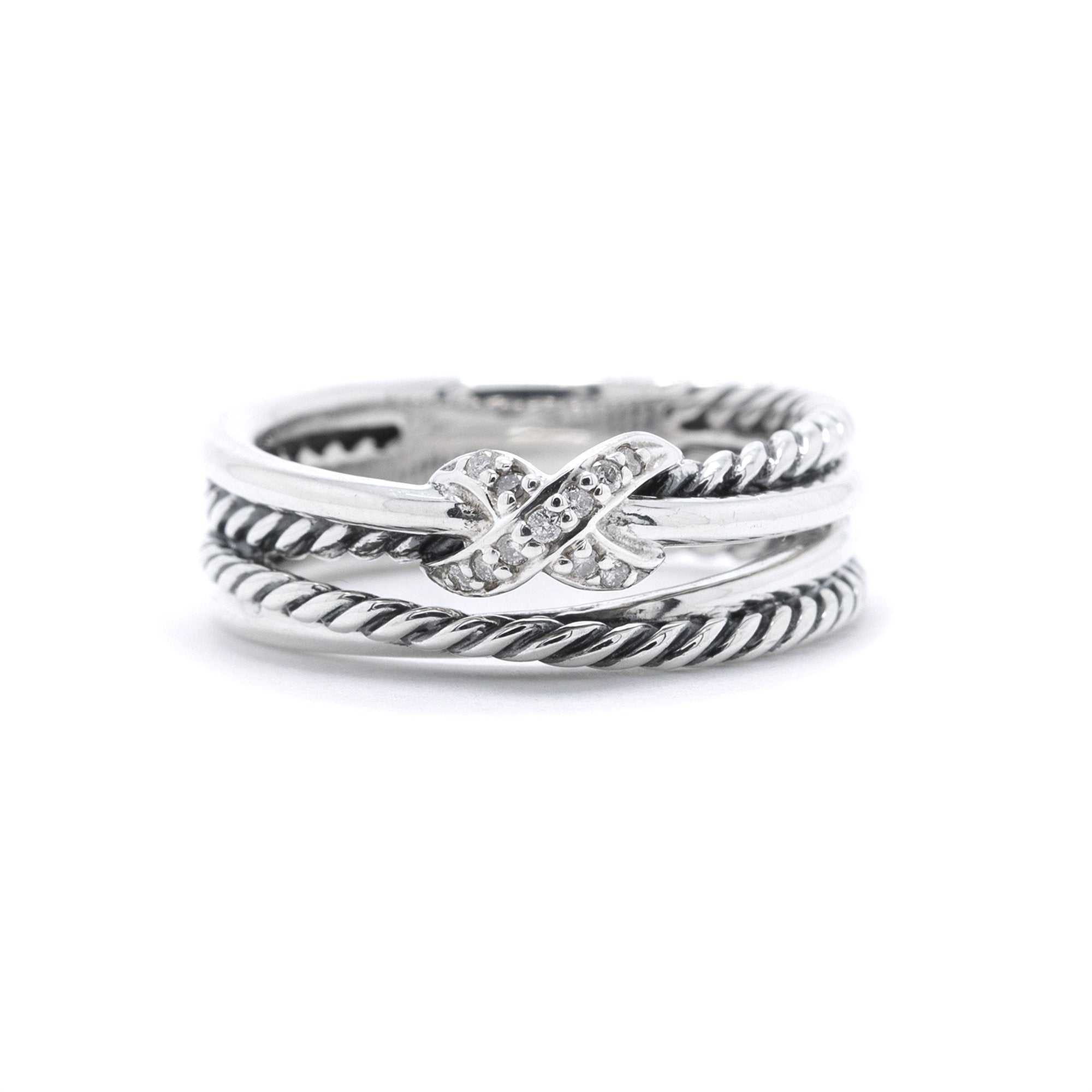 David Yurman Diamond X Crossover Ring Oliver Jewellery