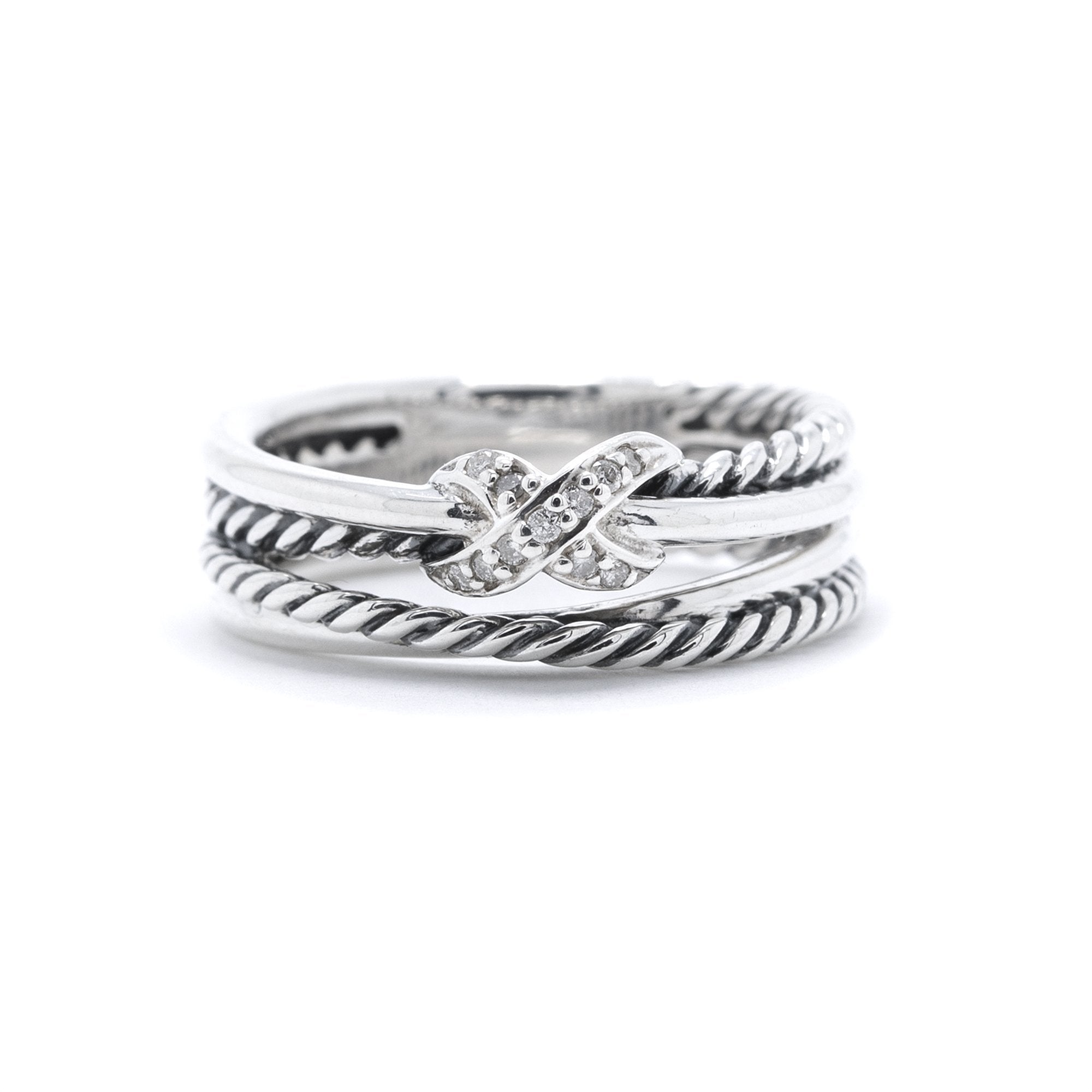 x crossover ring with diamonds