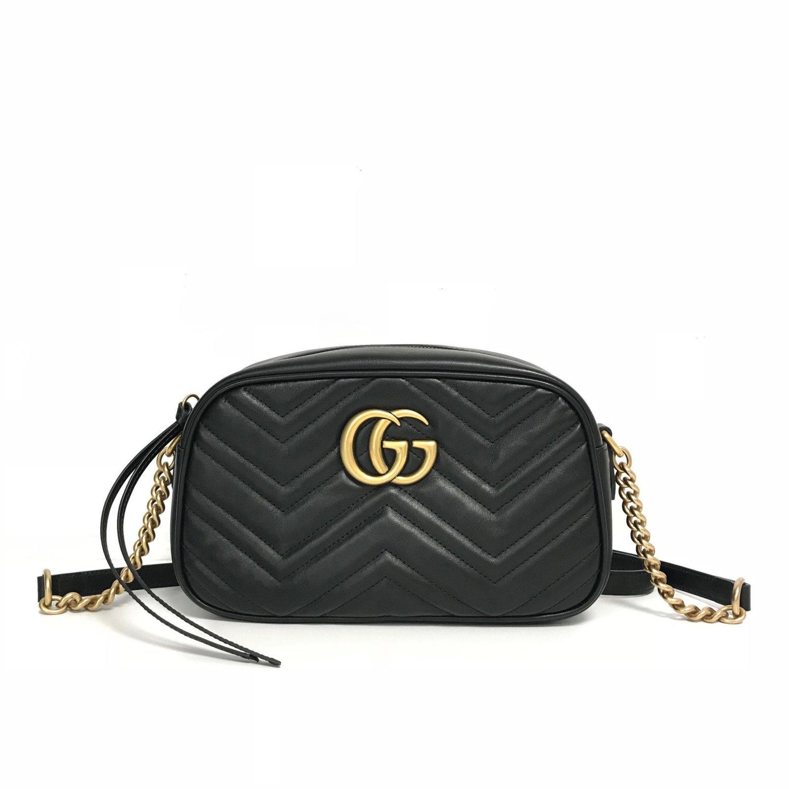 Gucci Black GG Marmont Small Matelasse Shoulder Bag - Oliver Jewellery
