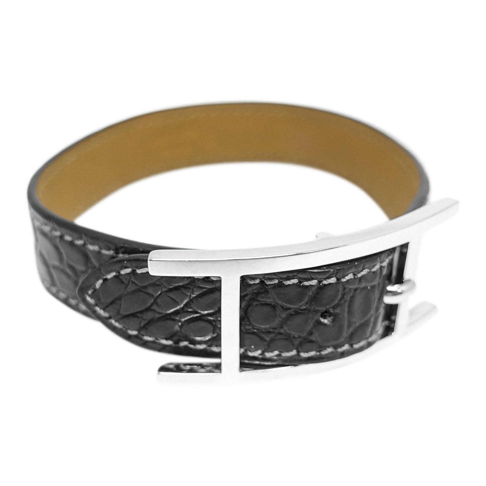 Hermes Black Crocodile Hapi Bracelet– Oliver Jewellery