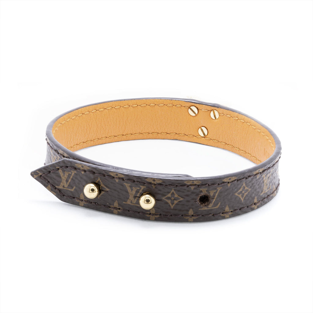 Pre-owned Louis Vuitton Essential V Leather Bracelet In Brown