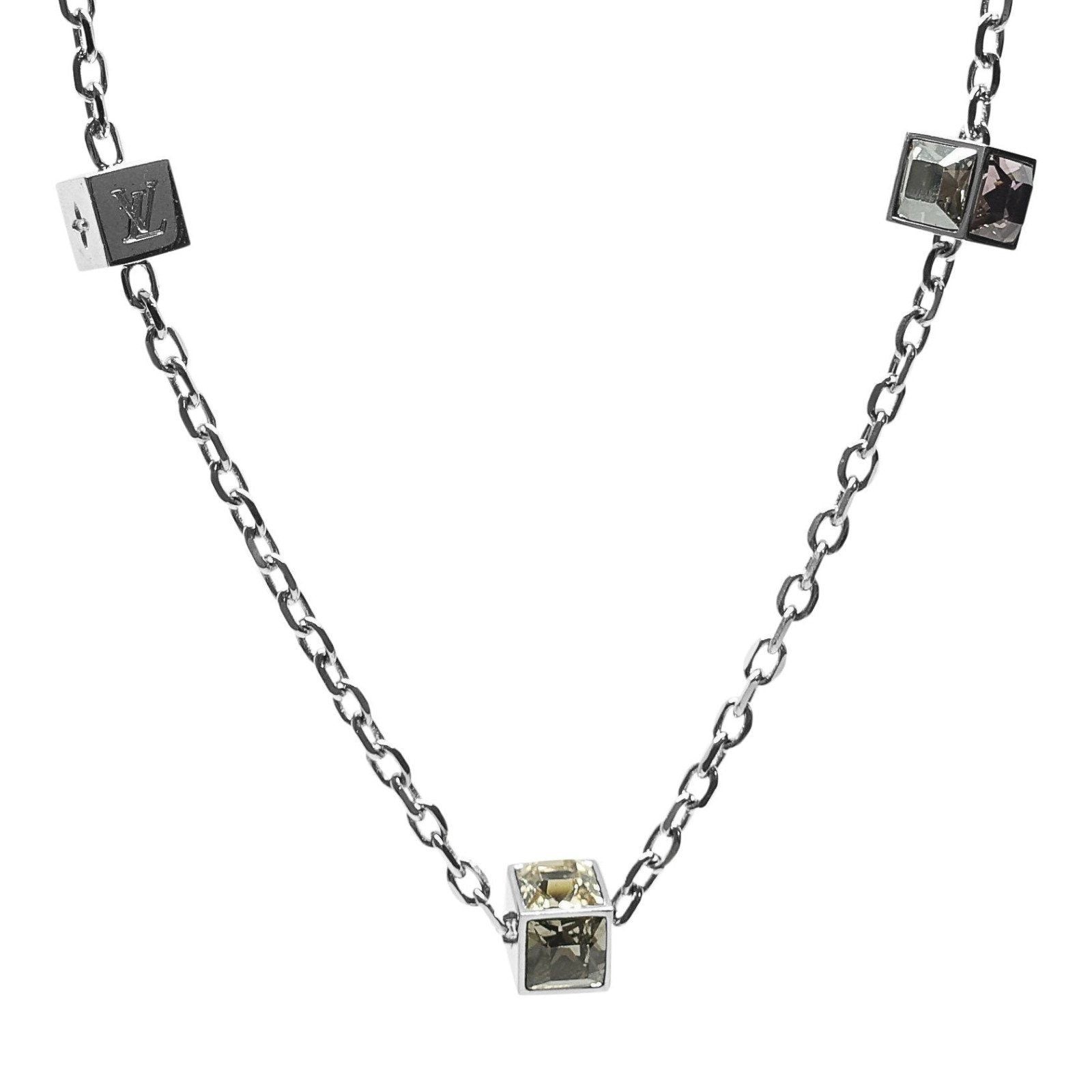 LOUIS VUITTON LV Collier L to V' Necklace Gold/Silver Metal W/Box & Bag  M69643