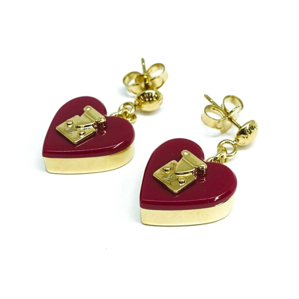 LOUIS VUITTON Fall In Love Heart Earrings PM Gold 909263