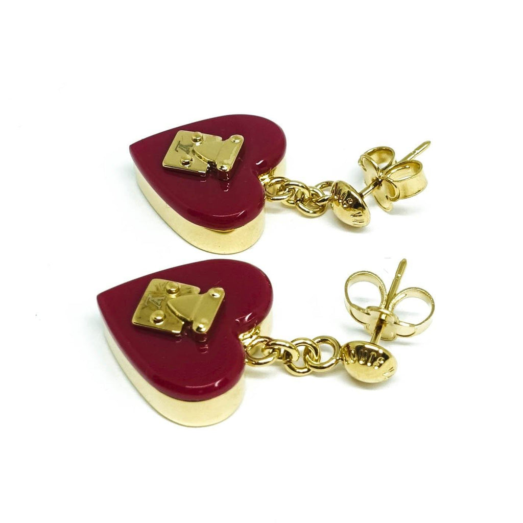 LOUIS VUITTON Fall In Love Heart Earrings PM Gold 867425