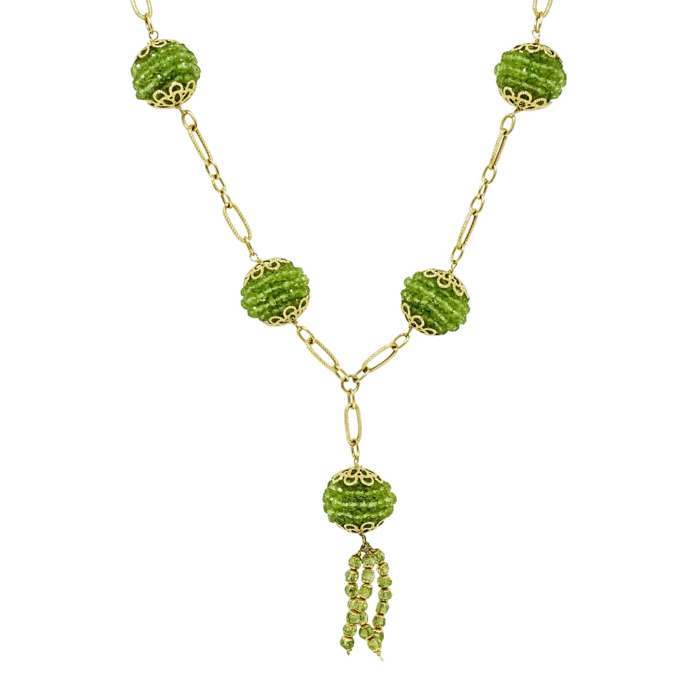 Peridot Bead Lariat Necklace– Oliver Jewellery