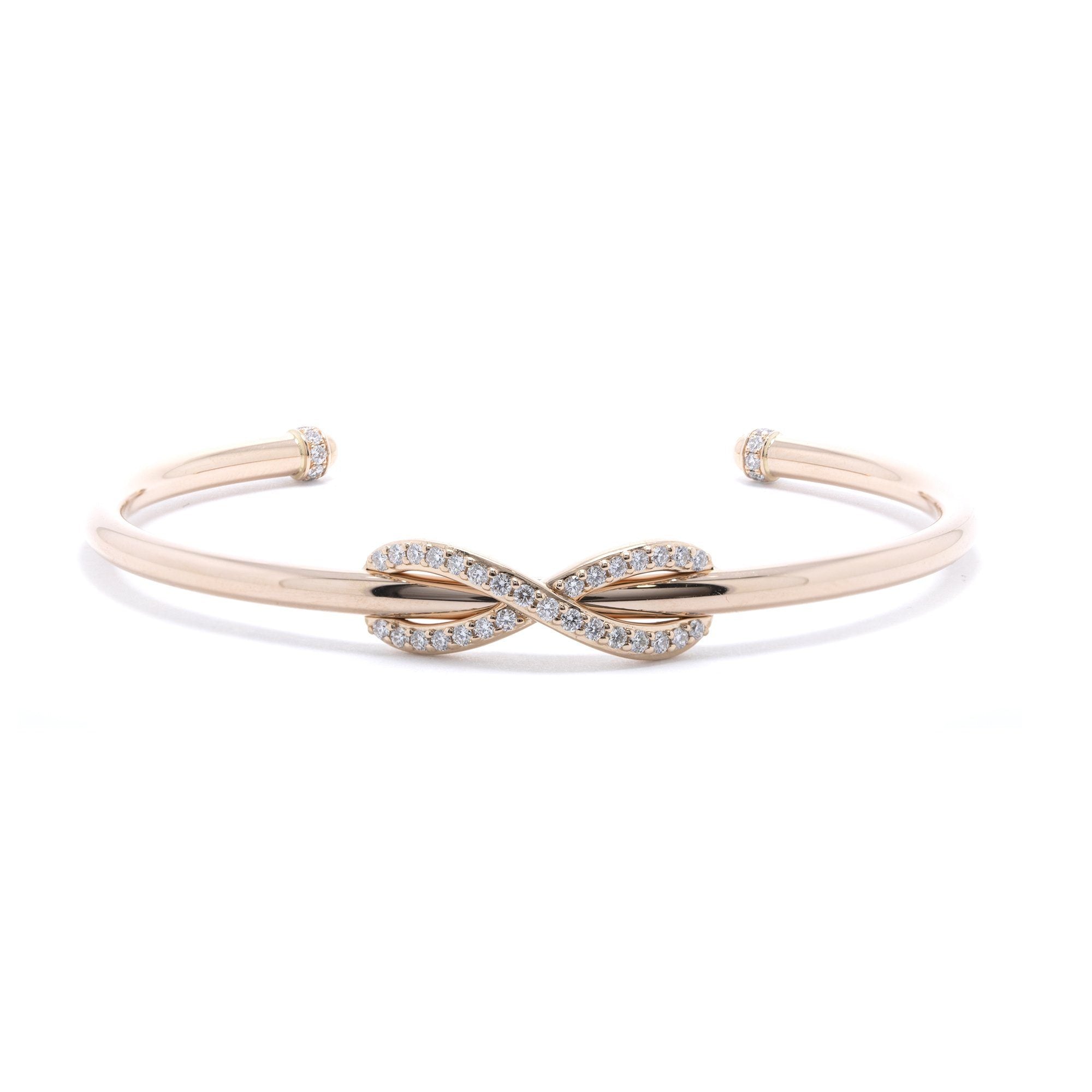 Tiffany & Co. 18k Rose Gold Infinity Cuff Bracelet with Diamonds ...