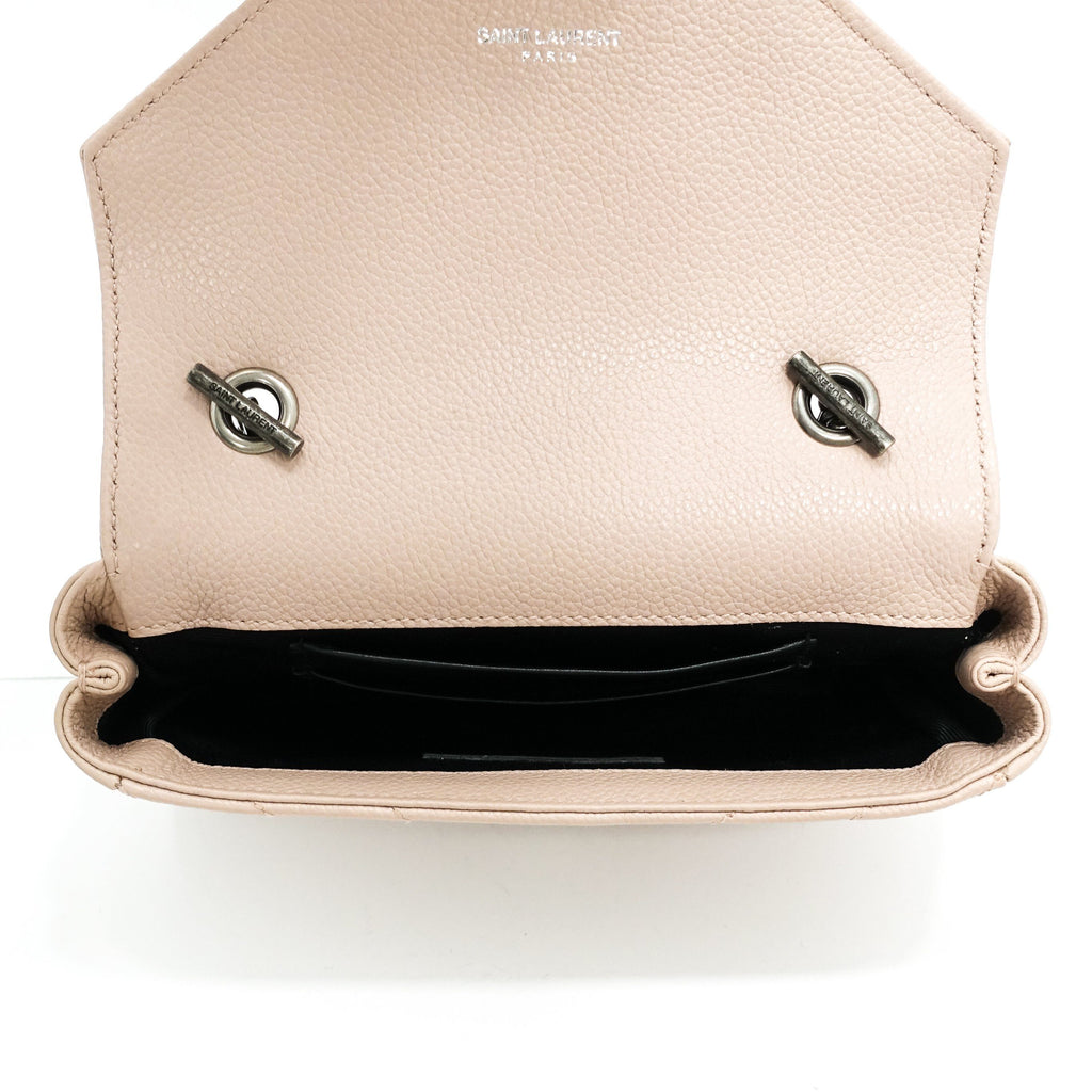 YSL Pink Wallet Baby Chain Matelasse Chevron Monogram Crossbody Bag - Oliver Jewellery
