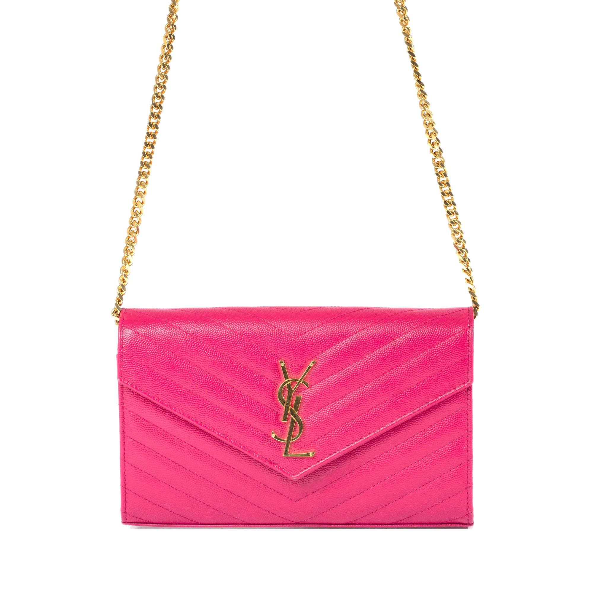 saint laurent wallet on chain pink