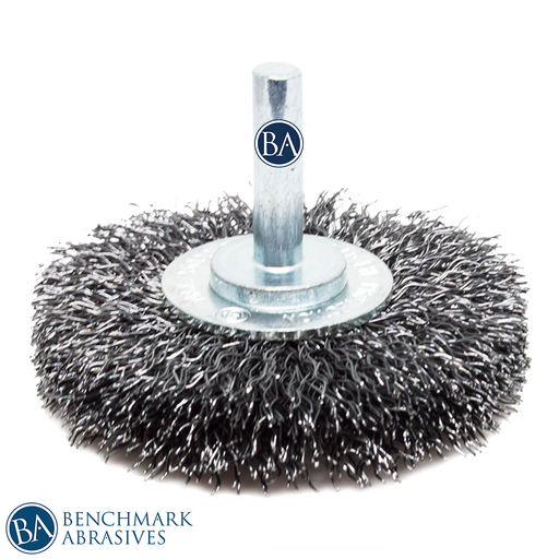 3 Crimped Wire Wheel Brush with 1/4 Shank - Carbon Steel