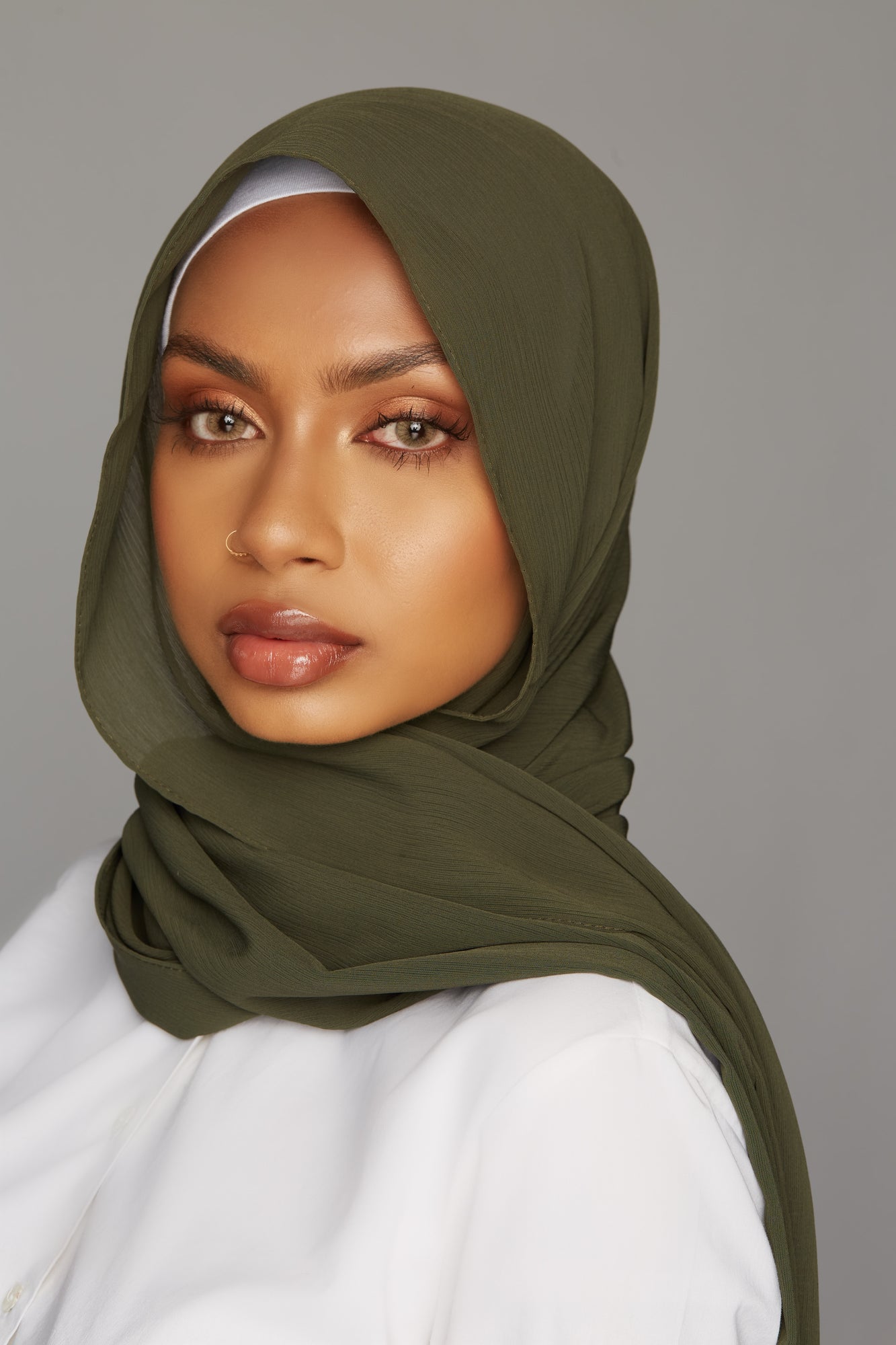 GEORGETTE CHIFFON OLIVE GREEN – DEMURE HIJABS