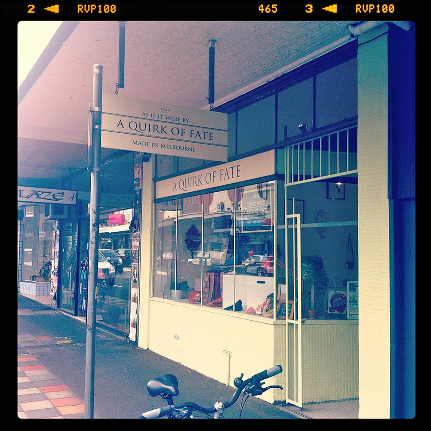 A Quirk of Fate storefront in 2012 on High Street Northcote, shortly after we opened for the first time