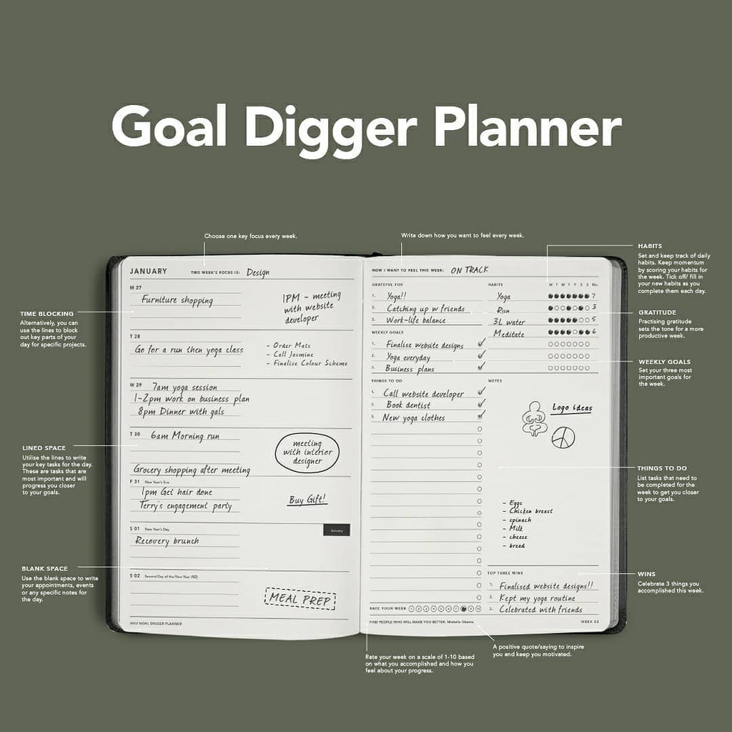 Goal Digger Planner spread example