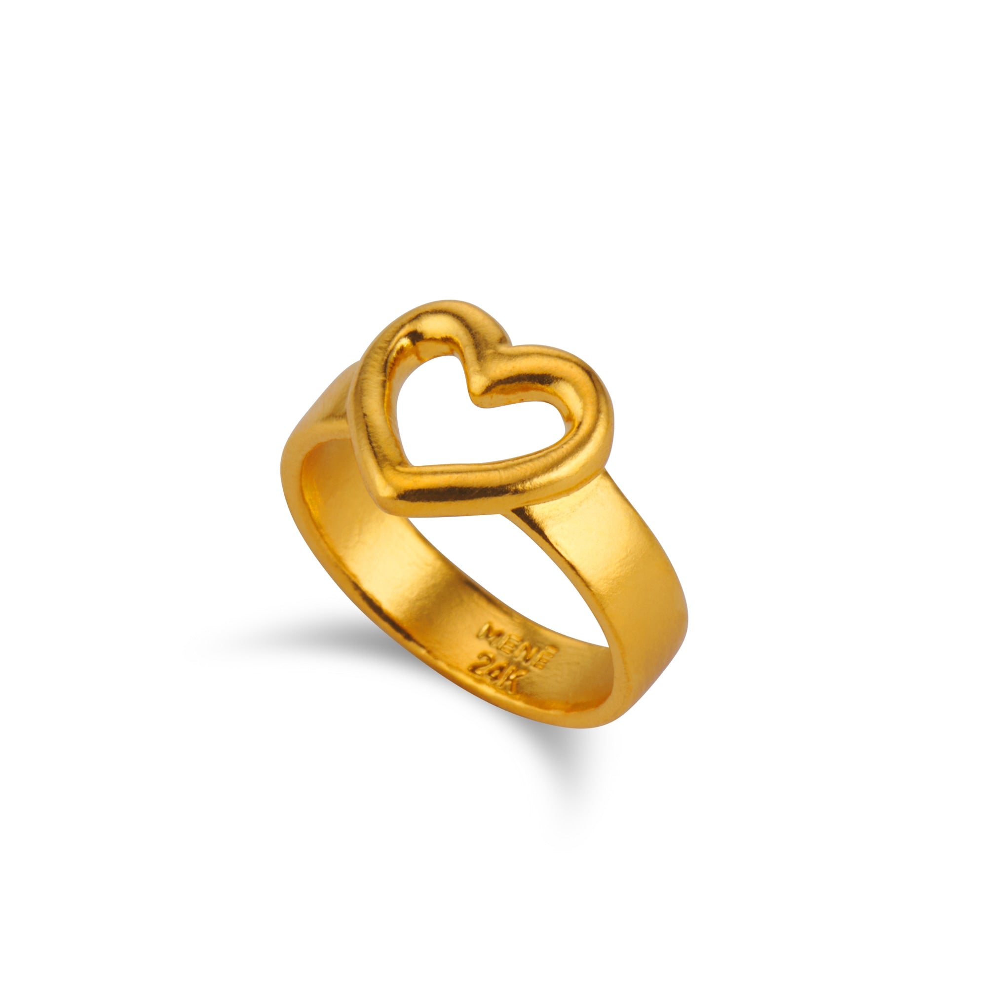 Double Heart Ring, 14K Gold Ring, Yellow Gold, Two Hearts Frame Ring | eBay