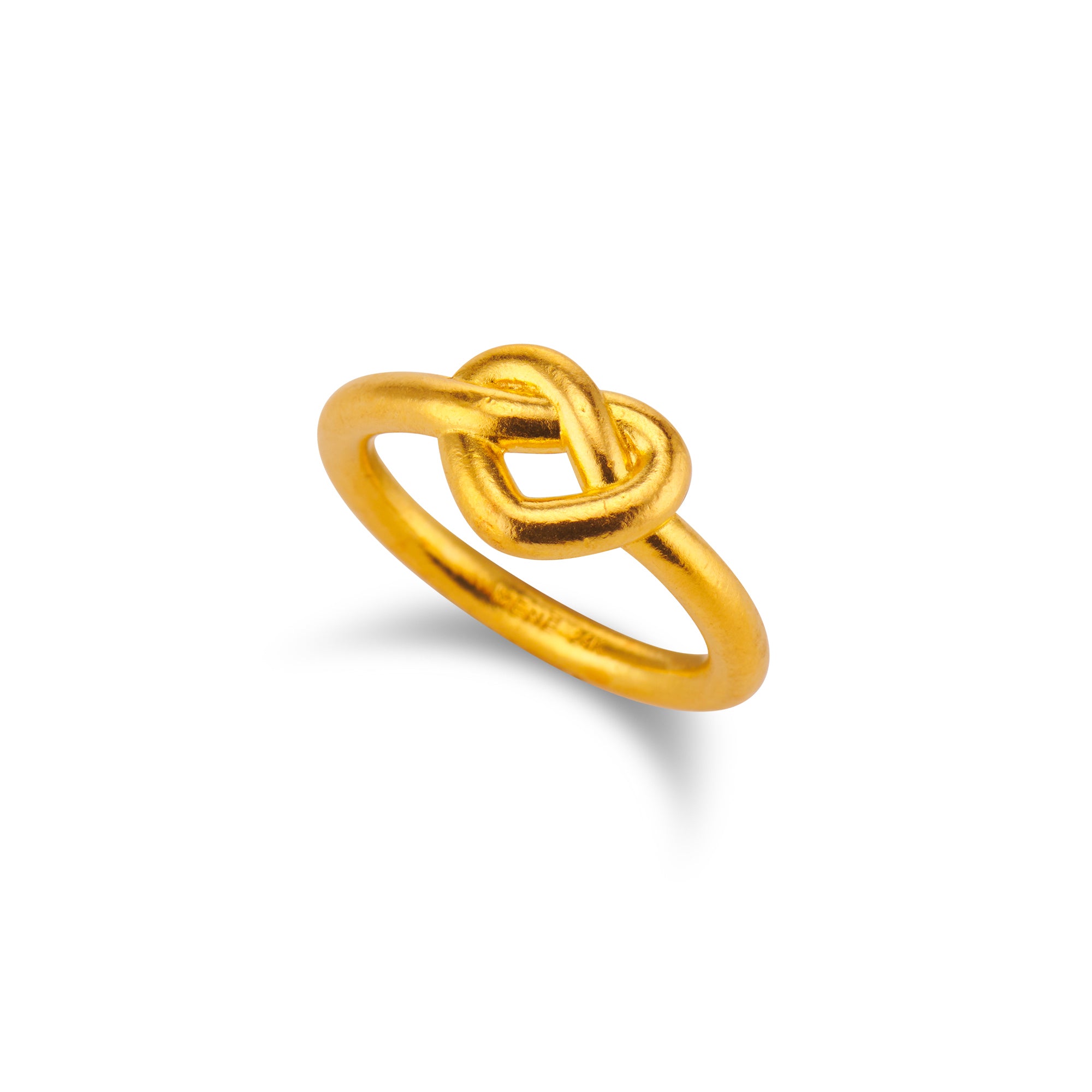 gold heart knot ring