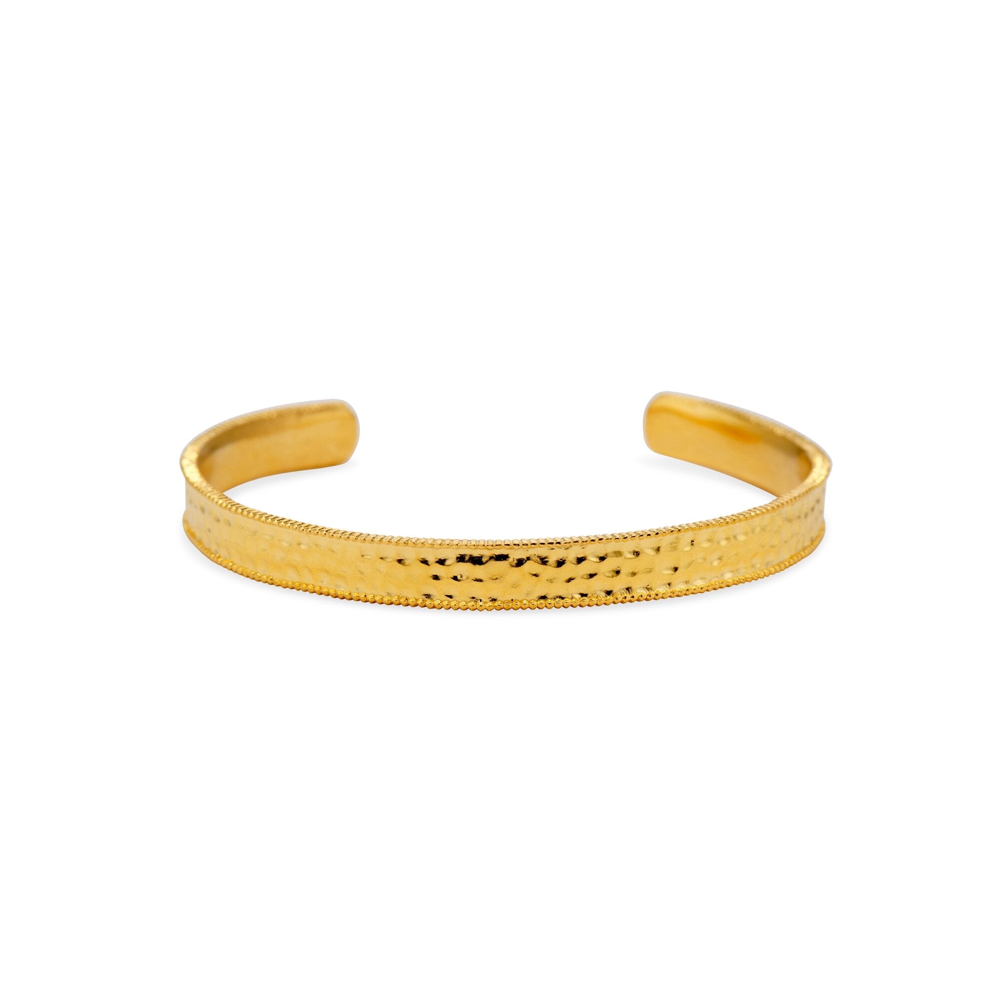 Thin 14K Gold Cuff Bracelet 14K Gold / 6.5 (M) / Hammered Ends