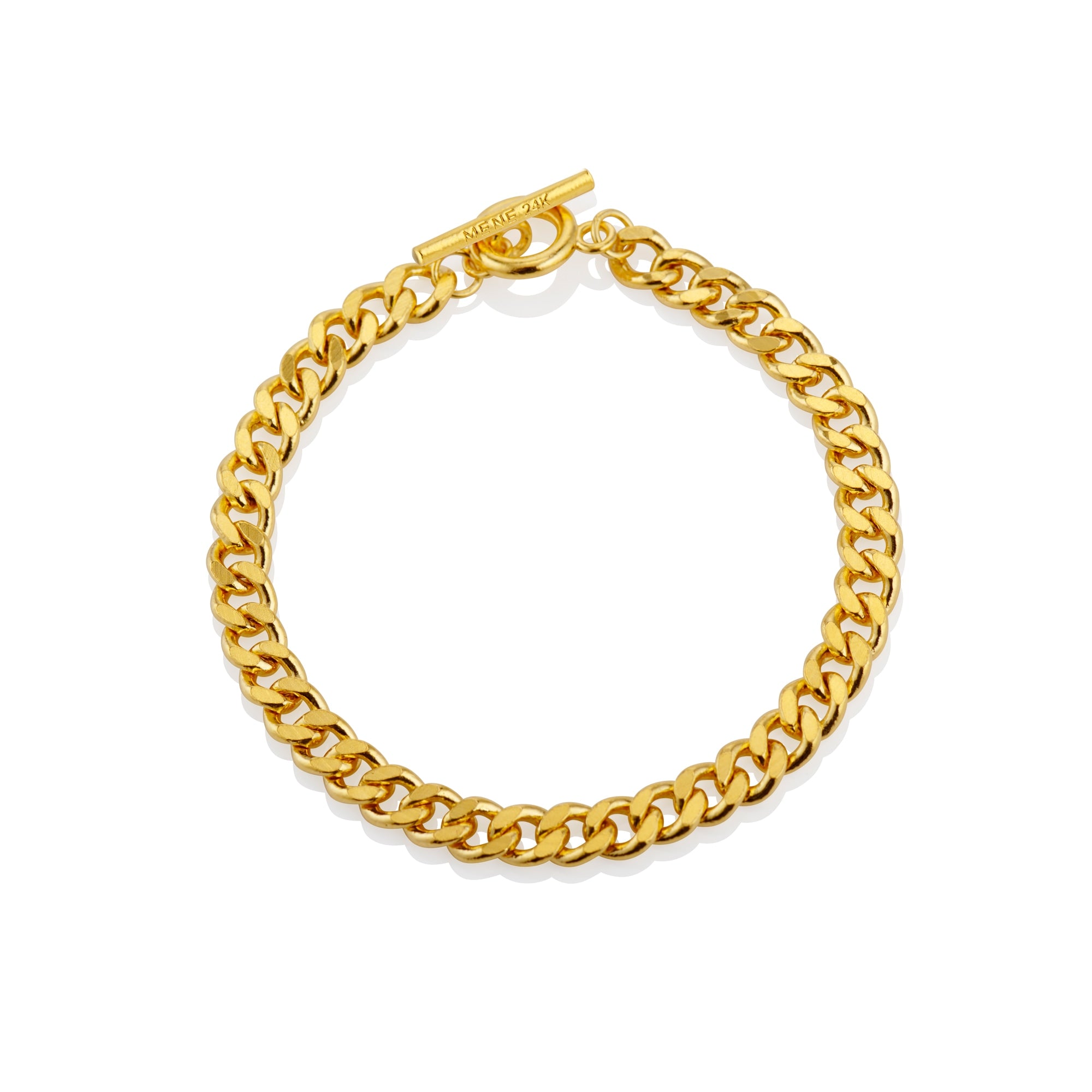 Flat Curb Chain Bracelet - L (8.5) / 24K Gold