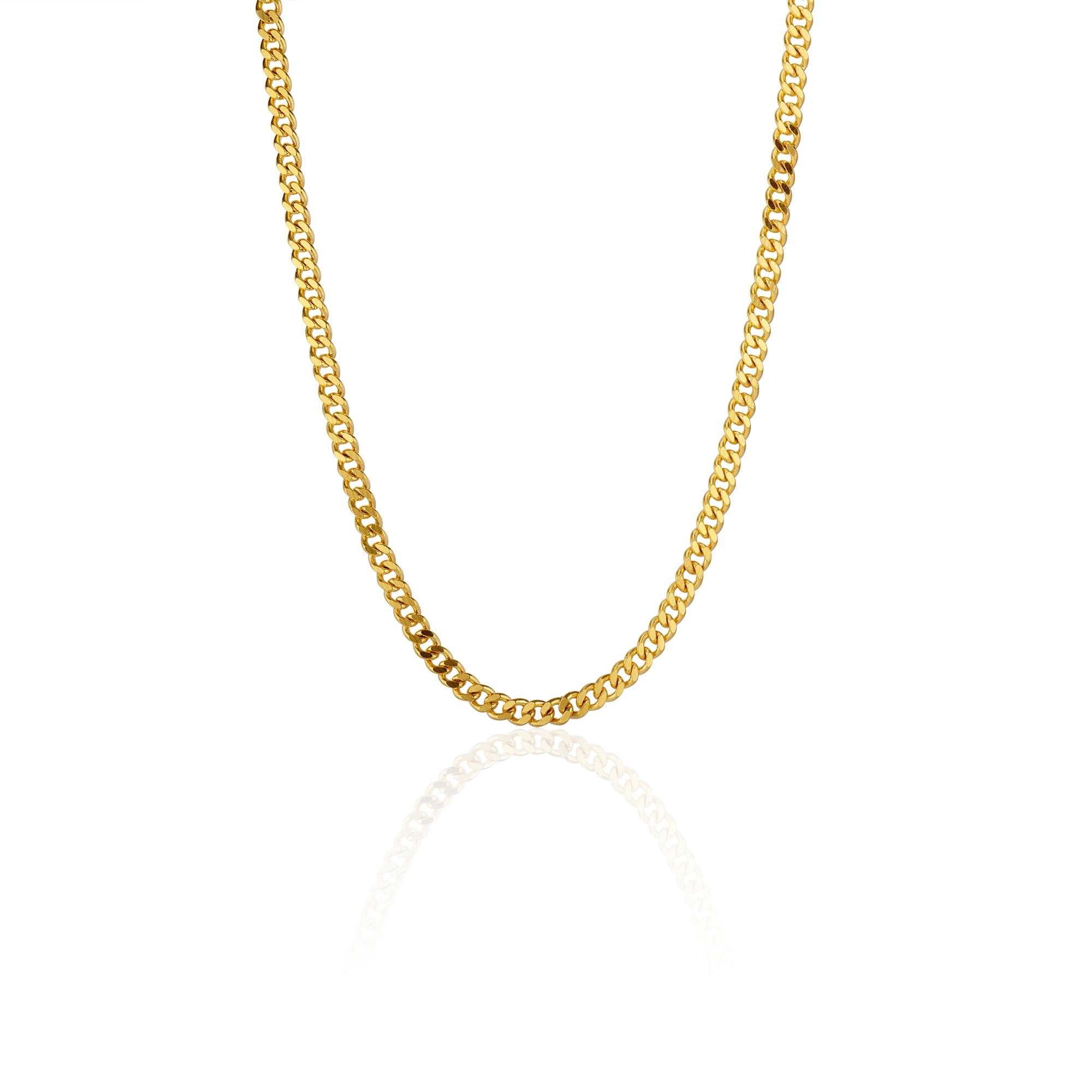 Gold Chain - 2.4 mm Flat Curb Design - 46 cm (18.1