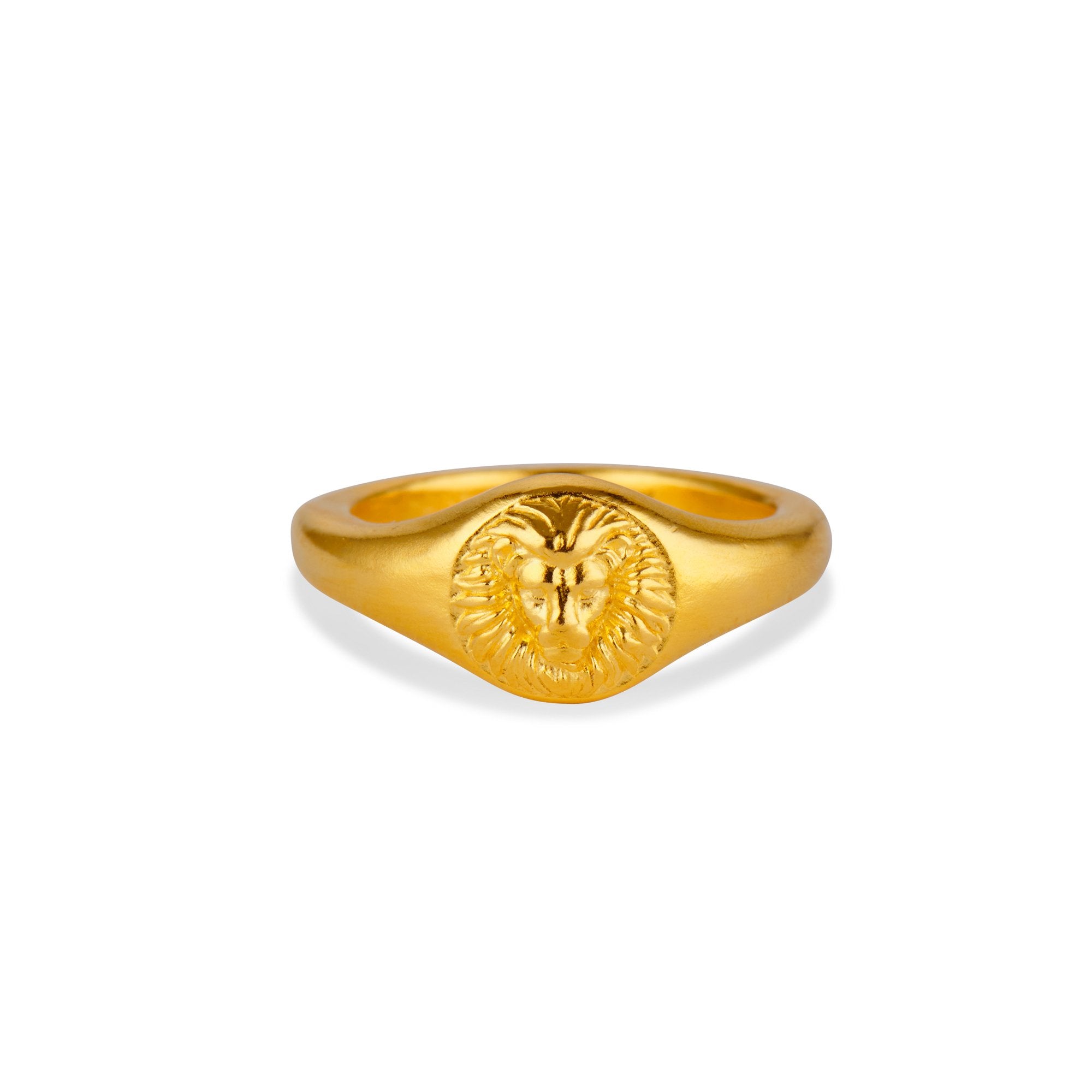 Lion Signet Ring - Lapis Gemstone - Gold Plated Sterling Silver - Regnas